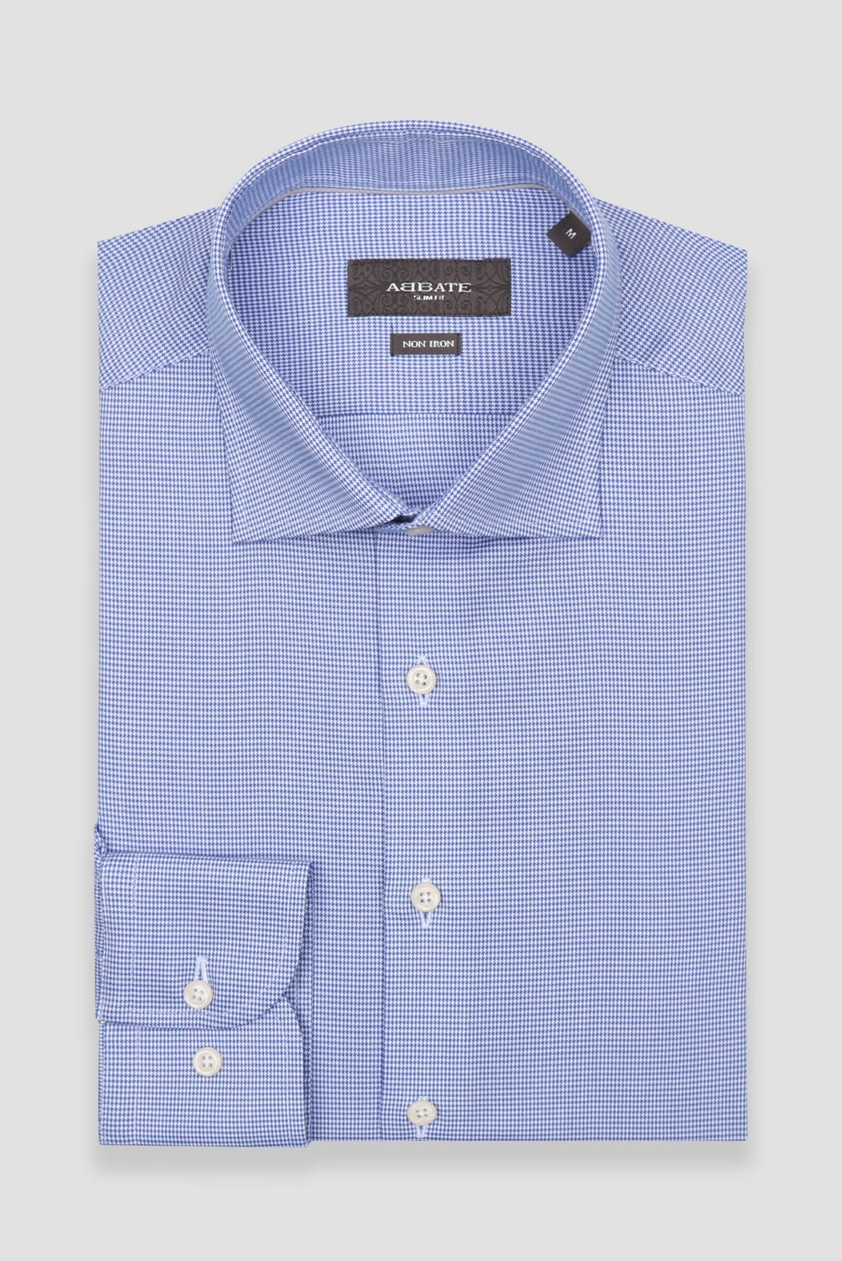 Abbate Donatello Non Iron Armür Pamuklu Slim Fit Açık Mavi Klasik Yaka Erkek Desenli Gömlek