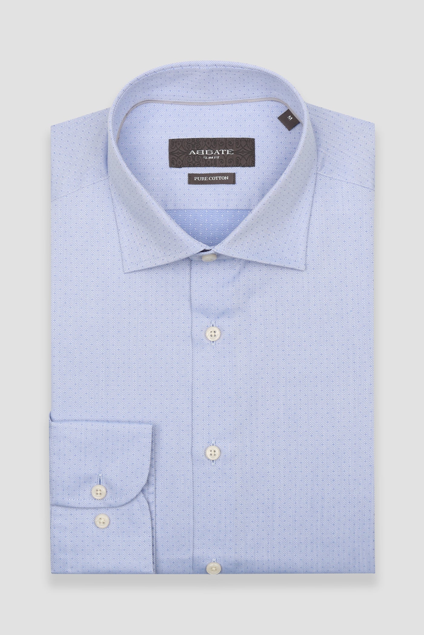 Abbate Donatello Armür Pamuklu Slim Fit Açık Mavi Klasik Yaka Erkek Desenli Gömlek
