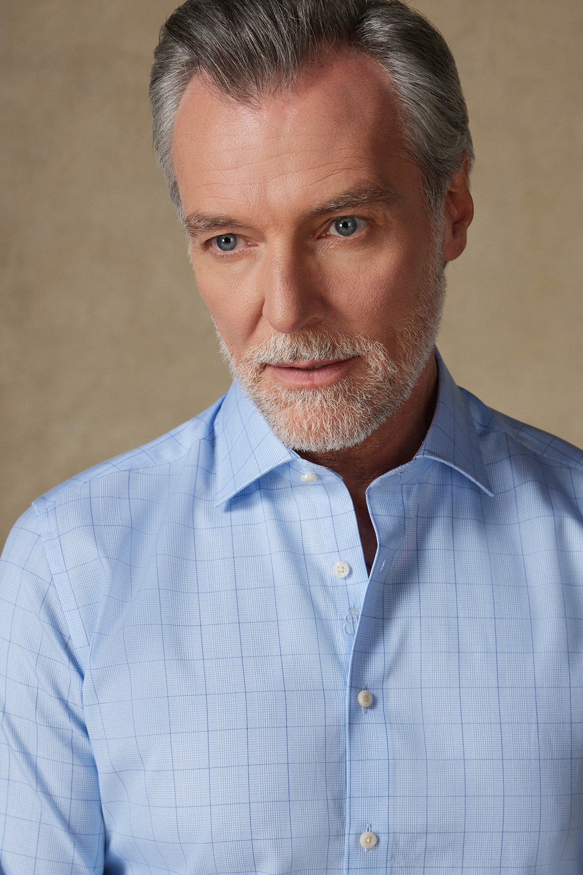 Abbate Donatello Poplin Pamuklu Slim Fit Açık Mavi Klasik Yaka Erkek Kareli Gömlek