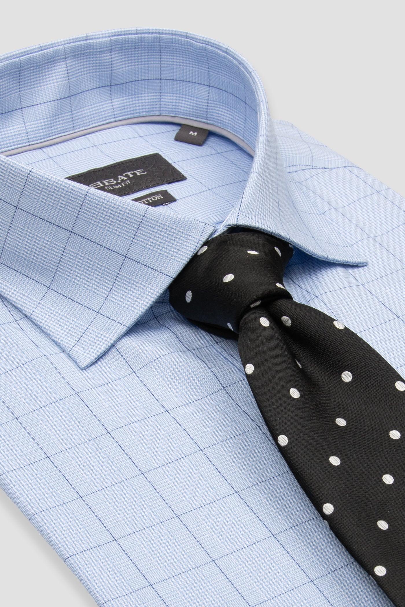 Abbate Donatello Poplin Pamuklu Slim Fit Açık Mavi Klasik Yaka Erkek Kareli Gömlek