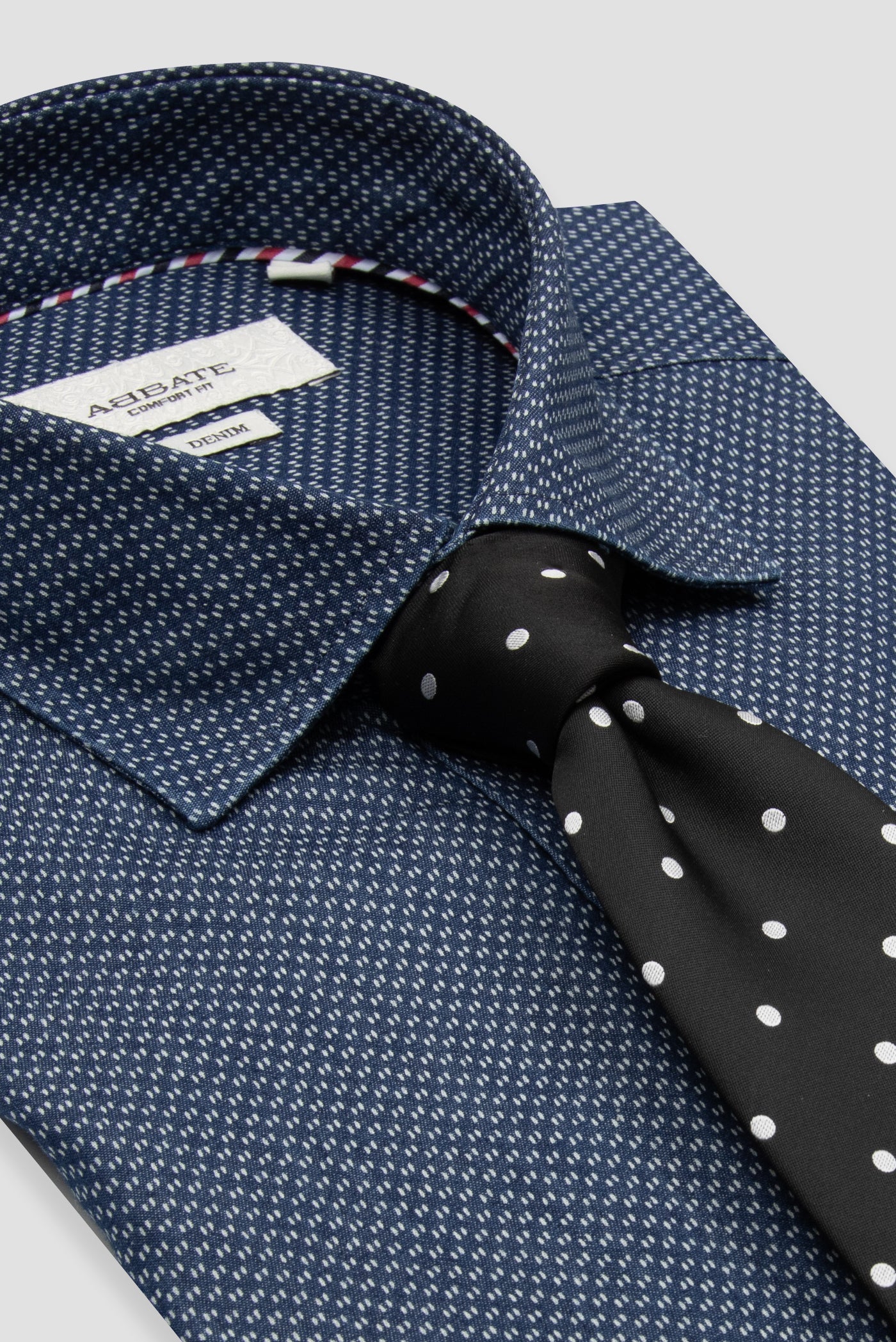 Abbate Donatello Denim Pamuklu Comfort Fit Lacivert Klasik Yaka Erkek Baskılı Gömlek