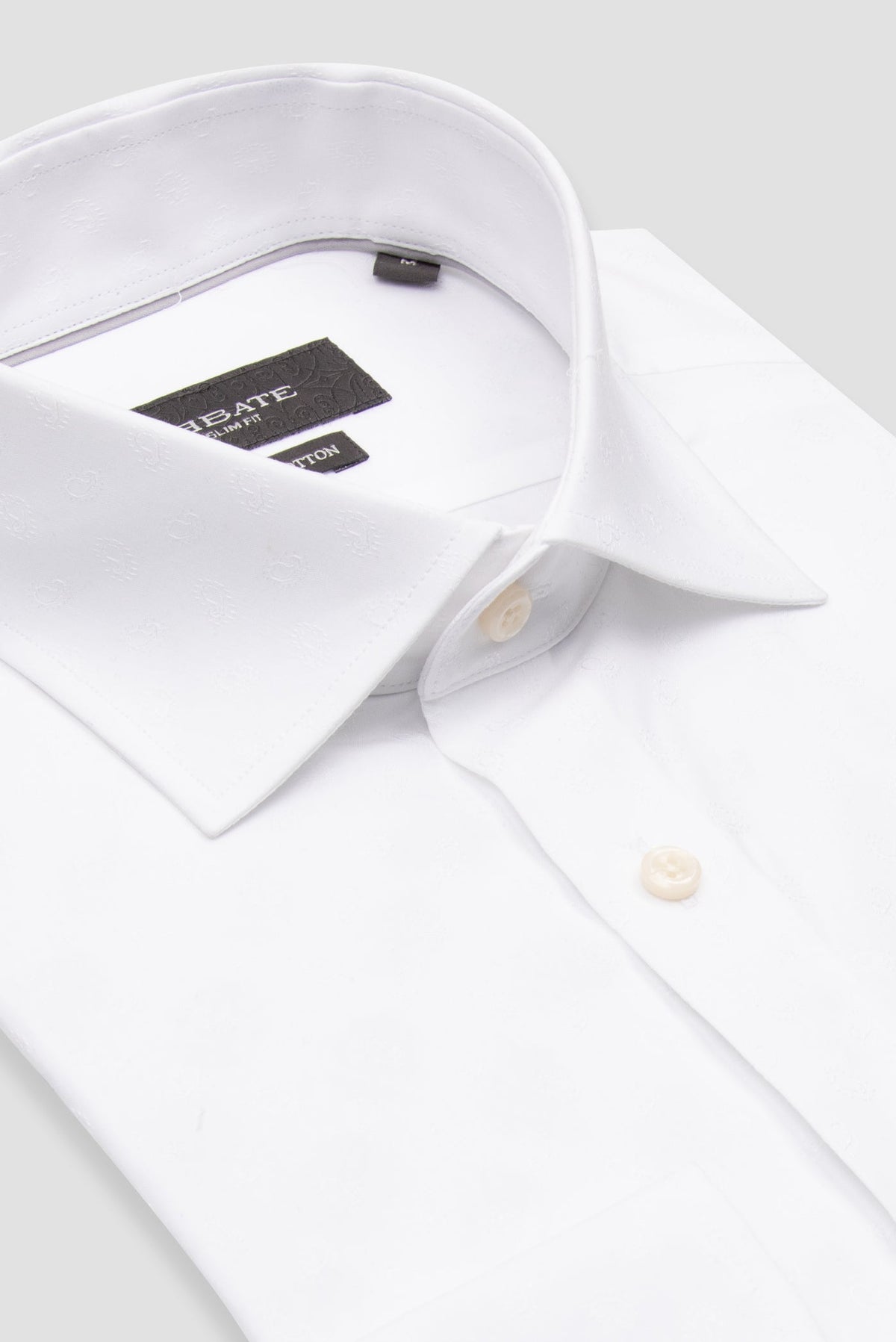 Abbate Donatello Jakar %100 Pamuk Slim Fit Beyaz Klasik Yaka Erkek Desenli Gömlek