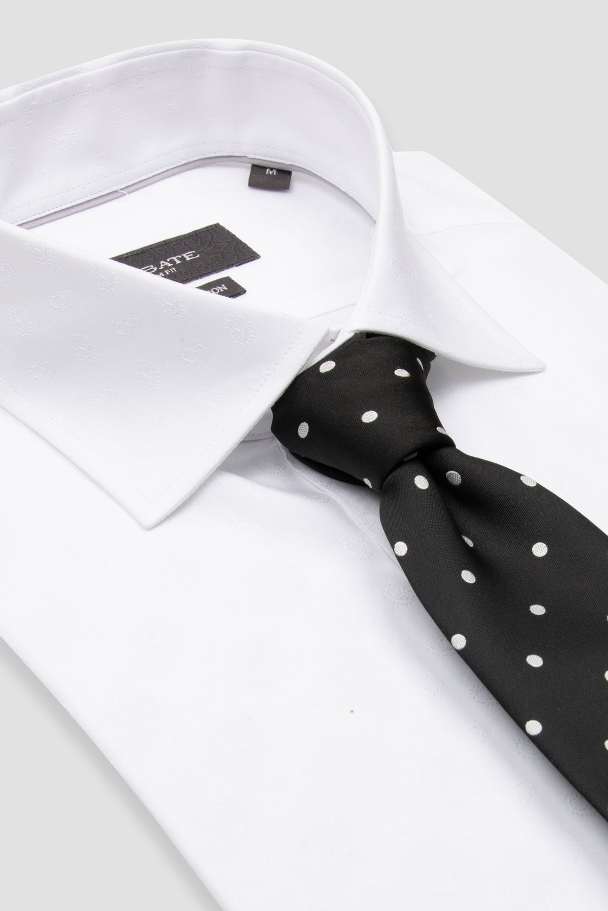 Abbate Donatello Jakar %100 Pamuk Slim Fit Beyaz Klasik Yaka Erkek Desenli Gömlek