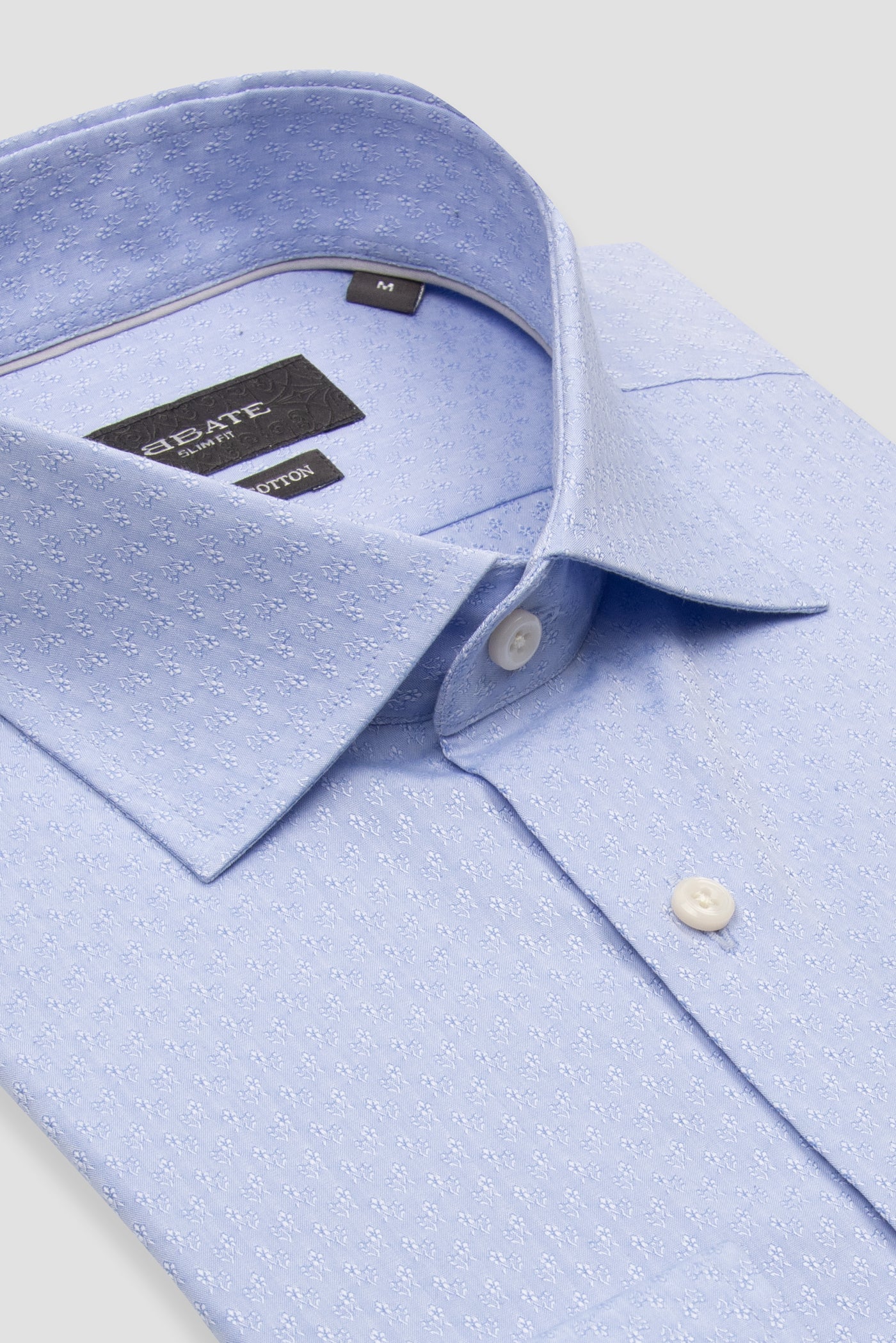 Abbate Donatello Jakar Pamuklu Slim Fit Açık Mavi Klasik Yaka Erkek Desenli Gömlek