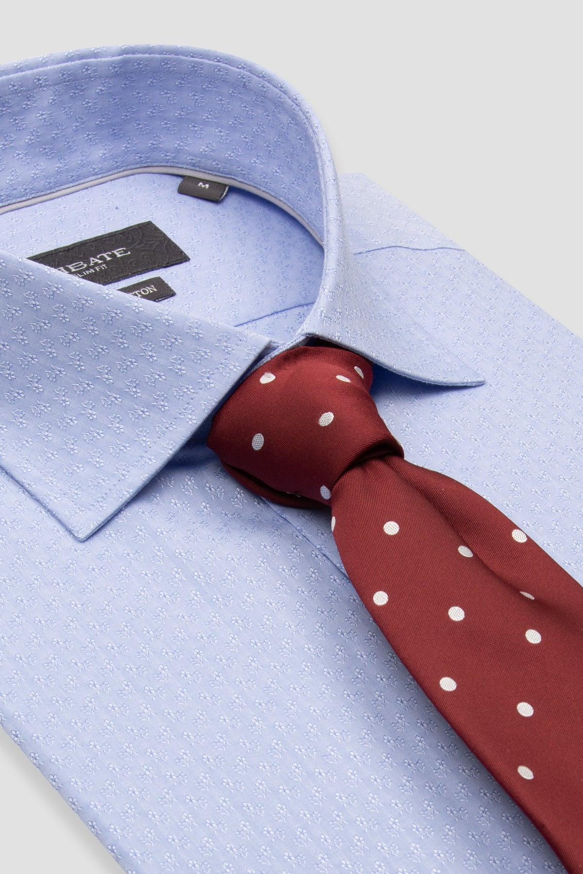 Abbate Donatello Jakar %100 Pamuk Slim Fit Açık Mavi Klasik Yaka Erkek Desenli Gömlek