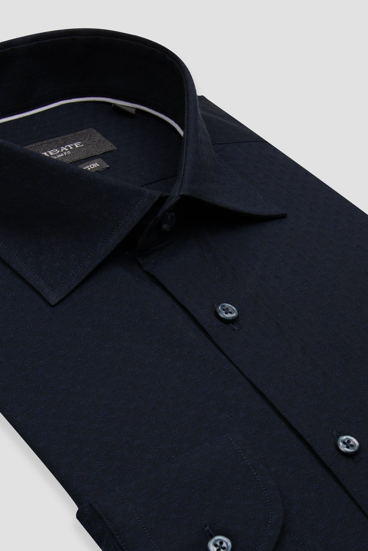 Abbate Donatello Jakar Pamuklu Slim Fit Lacivert Klasik Yaka Erkek Desenli Gömlek