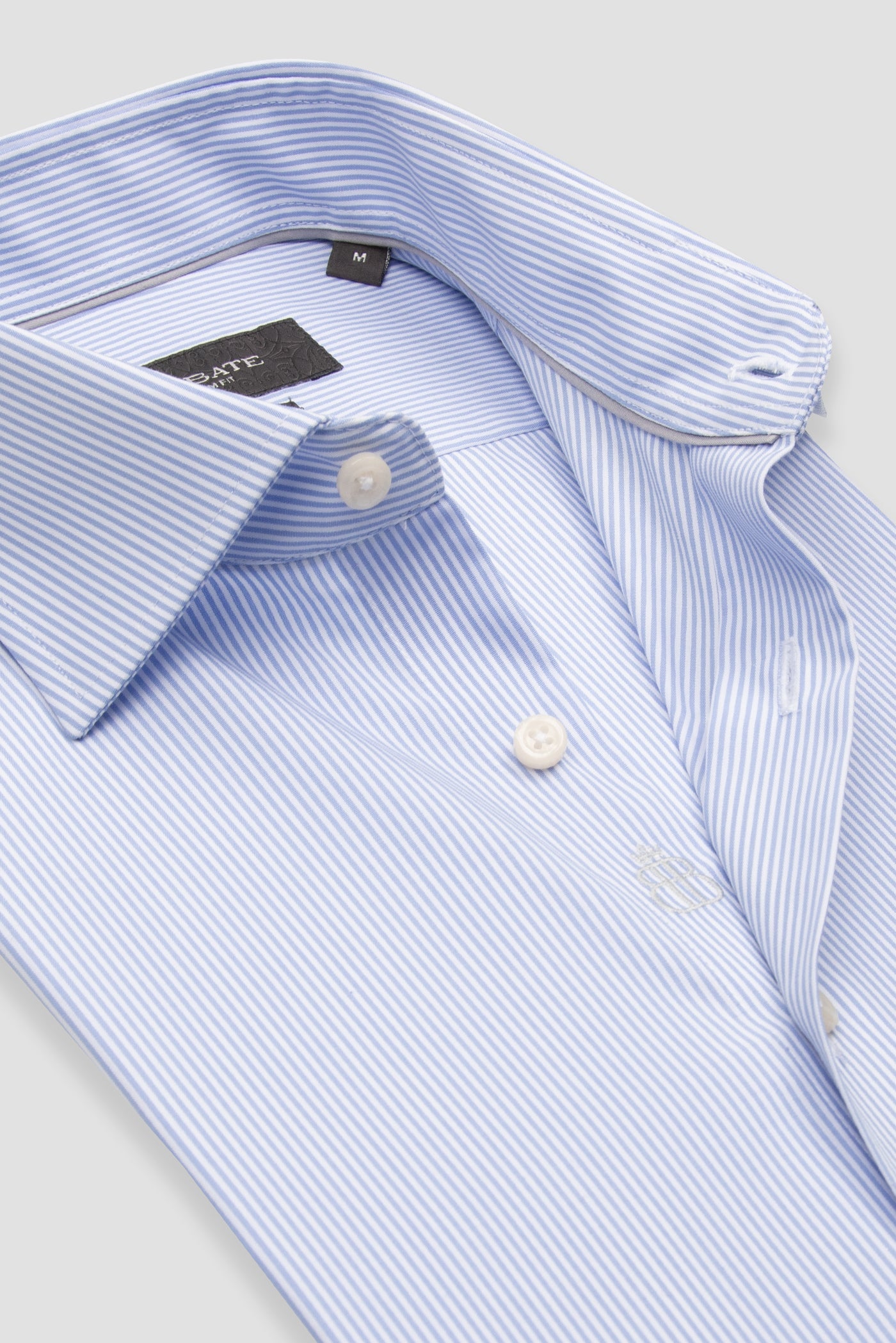 Abbate Donatello Non Iron Poplin Pamuklu Slim Fit Açık Mavi Klasik Yaka Erkek Çizgili Gömlek