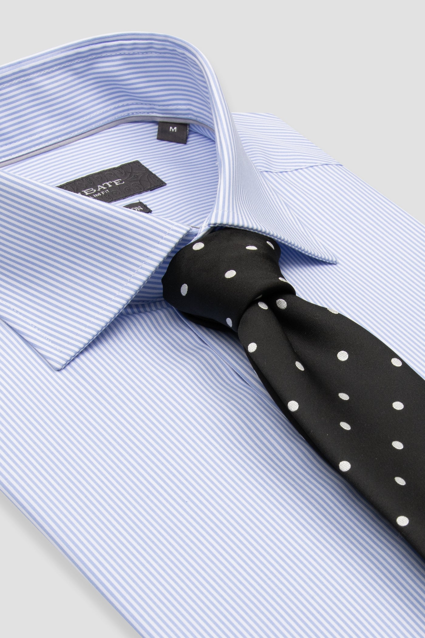 Abbate Donatello Non Iron Poplin Pamuklu Slim Fit Açık Mavi Klasik Yaka Erkek Çizgili Gömlek