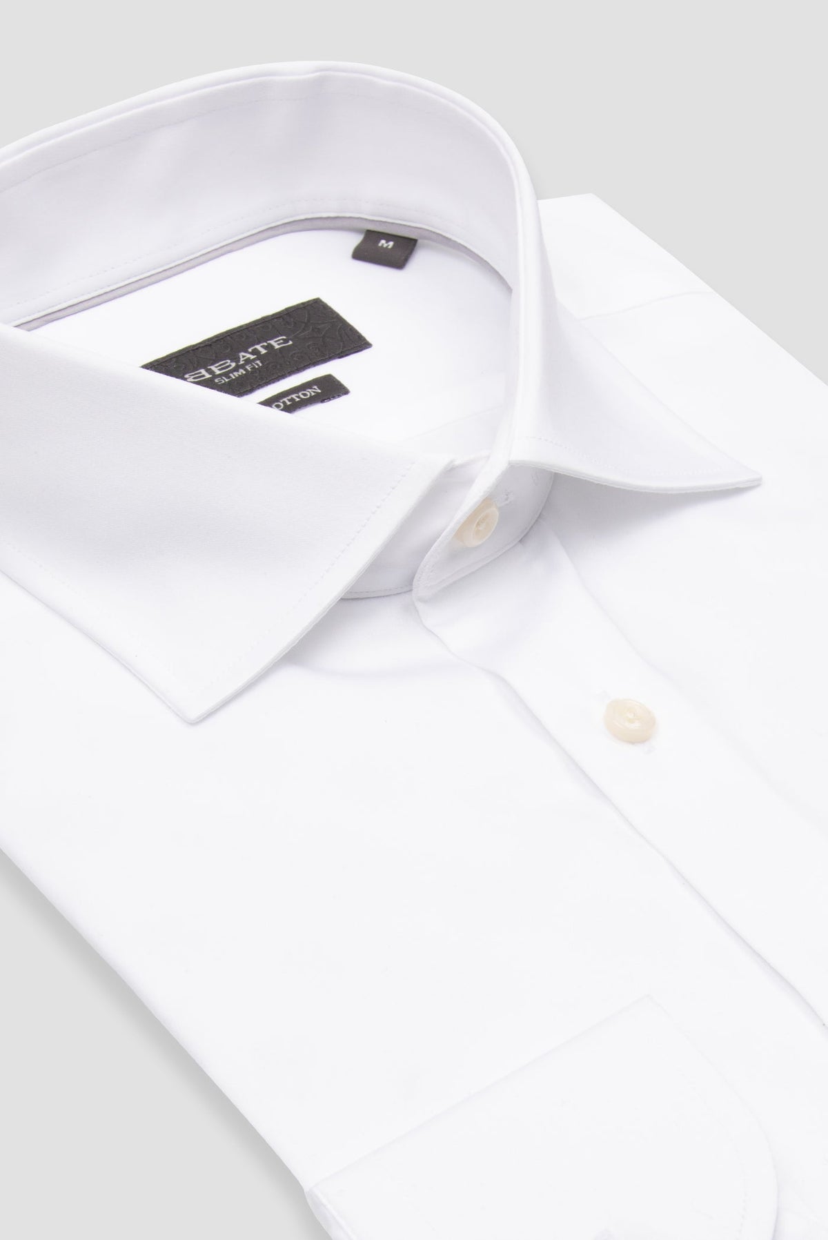 Abbate Donatello Saten %100 Pamuk Slim Fit Beyaz Klasik Yaka Erkek Düz Gömlek