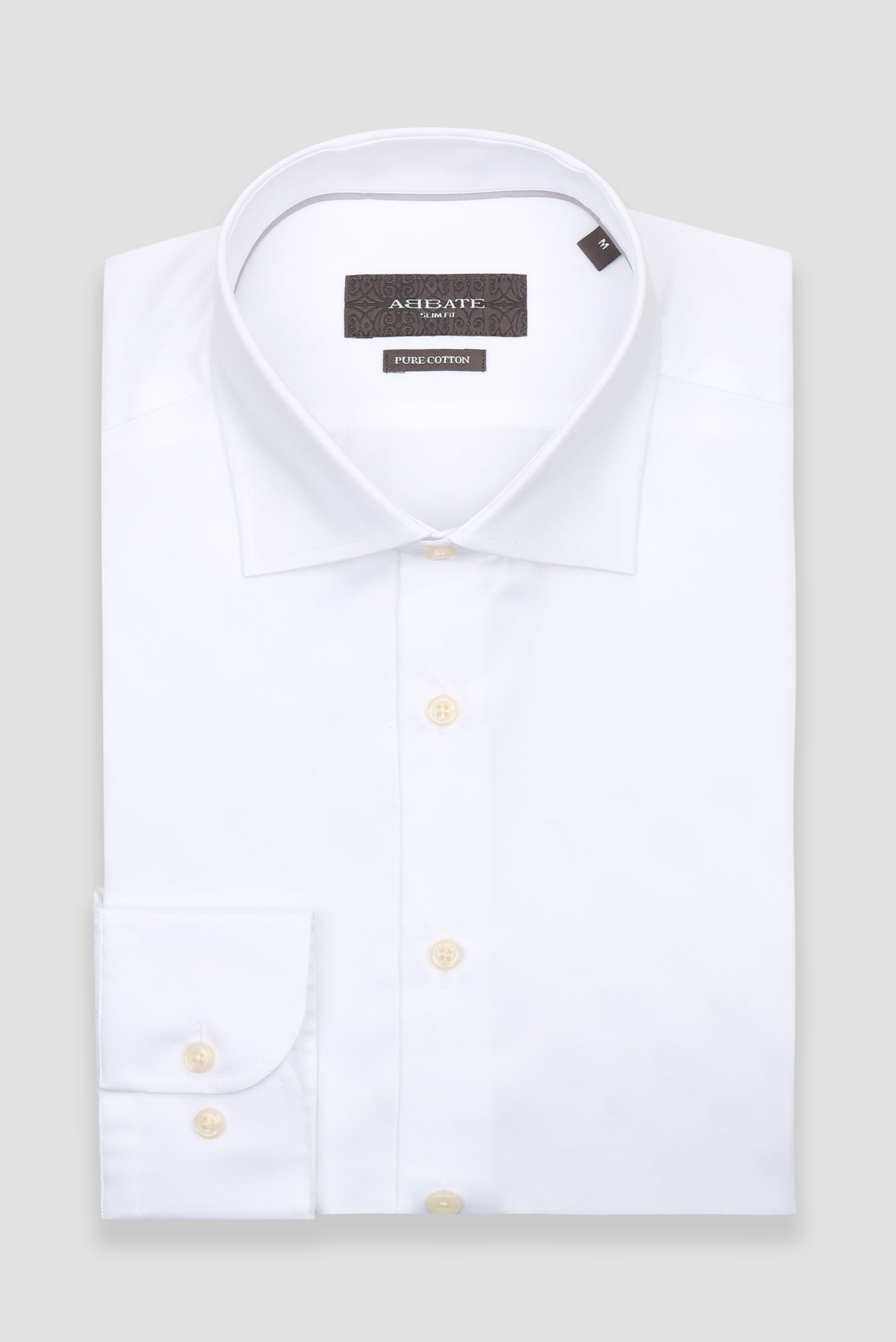 Abbate Donatello Saten Pamuklu Slim Fit Beyaz Klasik Yaka Erkek Düz Gömlek