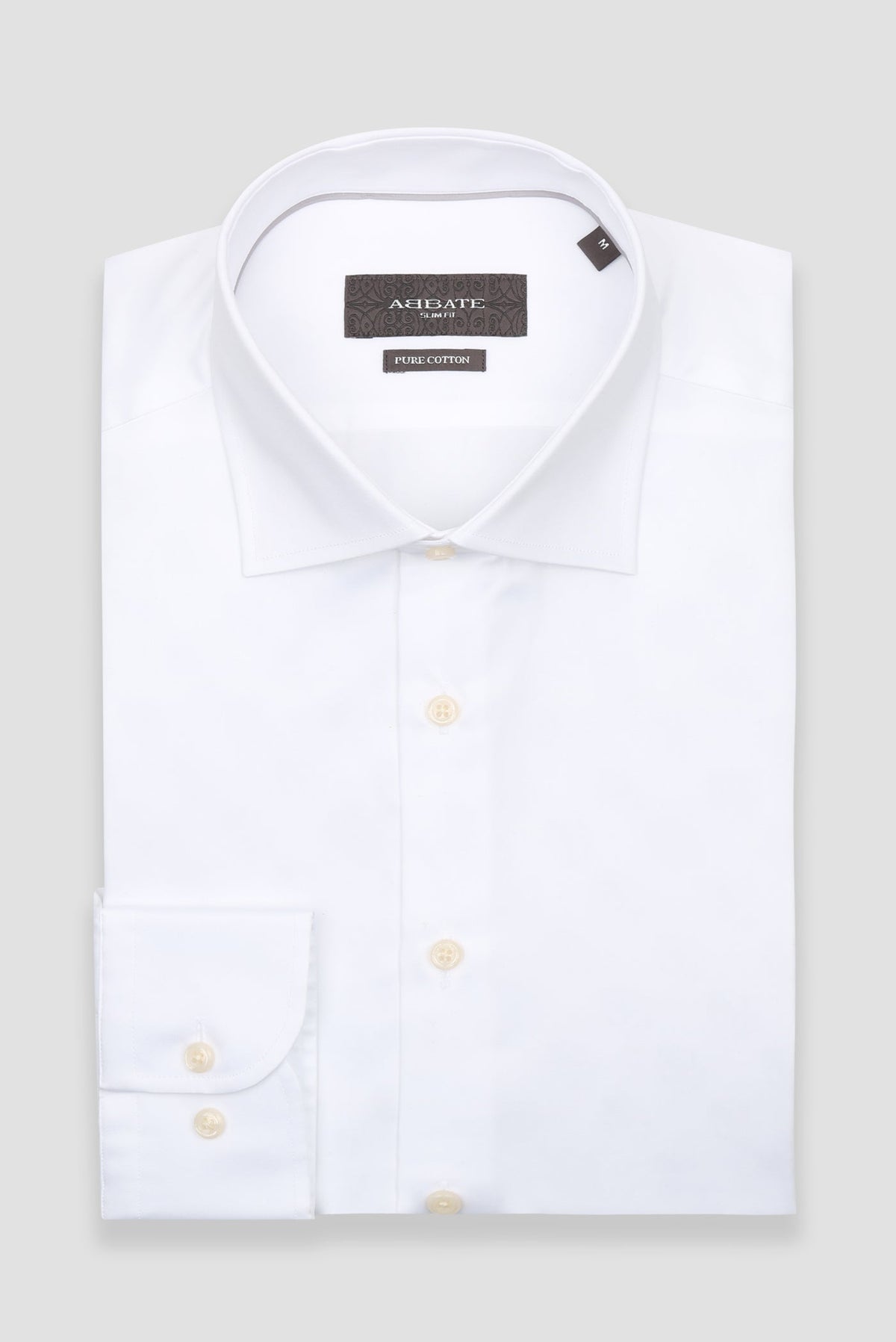 Abbate Donatello Saten Pamuklu Slim Fit Beyaz Klasik Yaka Erkek Düz Gömlek