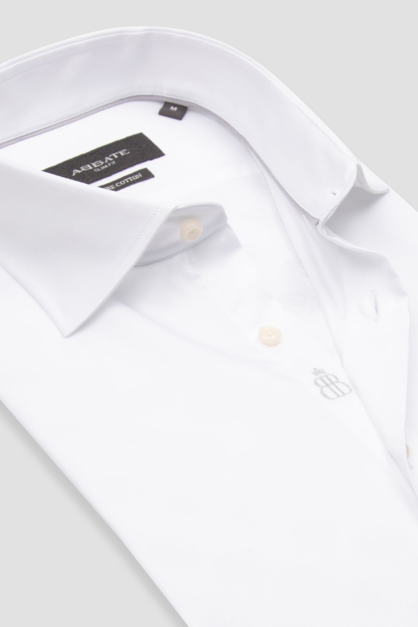 Abbate Donatello Saten Pamuklu Slim Fit Beyaz Klasik Yaka Erkek Düz Gömlek