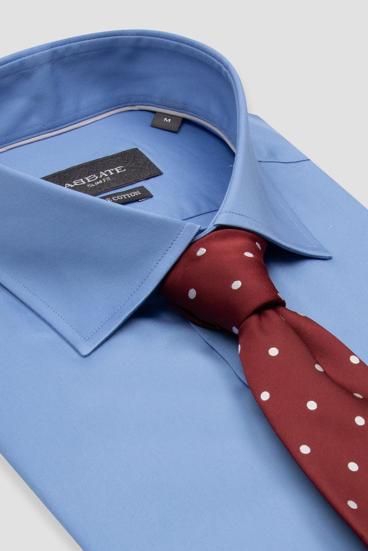 Abbate Donatello Saten Pamuklu Slim Fit Koyu Mavi Klasik Yaka Erkek Düz Gömlek