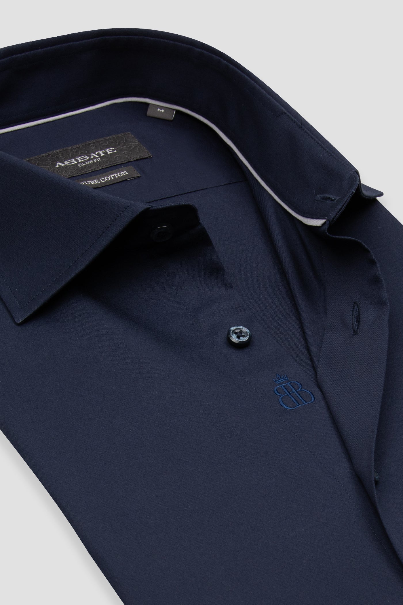 Abbate Donatello Saten Pamuklu Slim Fit Lacivert Klasik Yaka Erkek Düz Gömlek