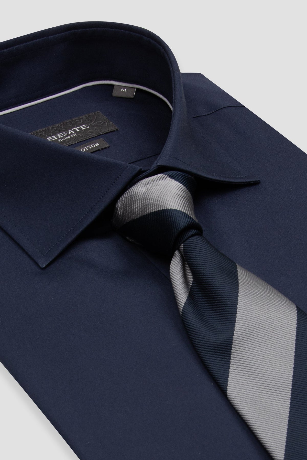 Abbate Donatello Saten Pamuklu Slim Fit Lacivert Klasik Yaka Erkek Düz Gömlek