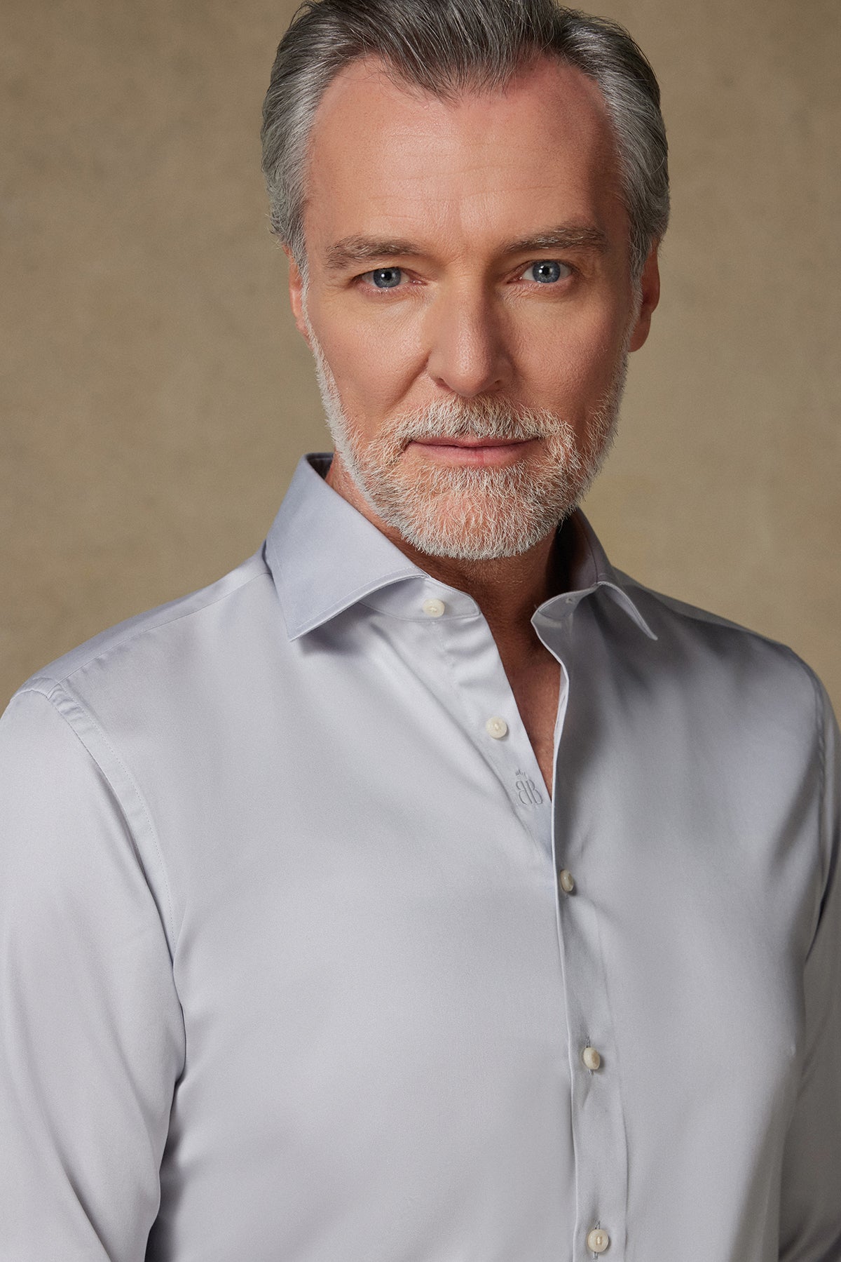 Abbate Donatello Saten Pamuklu Slim Fit Açık Gri Klasik Yaka Erkek Düz Gömlek