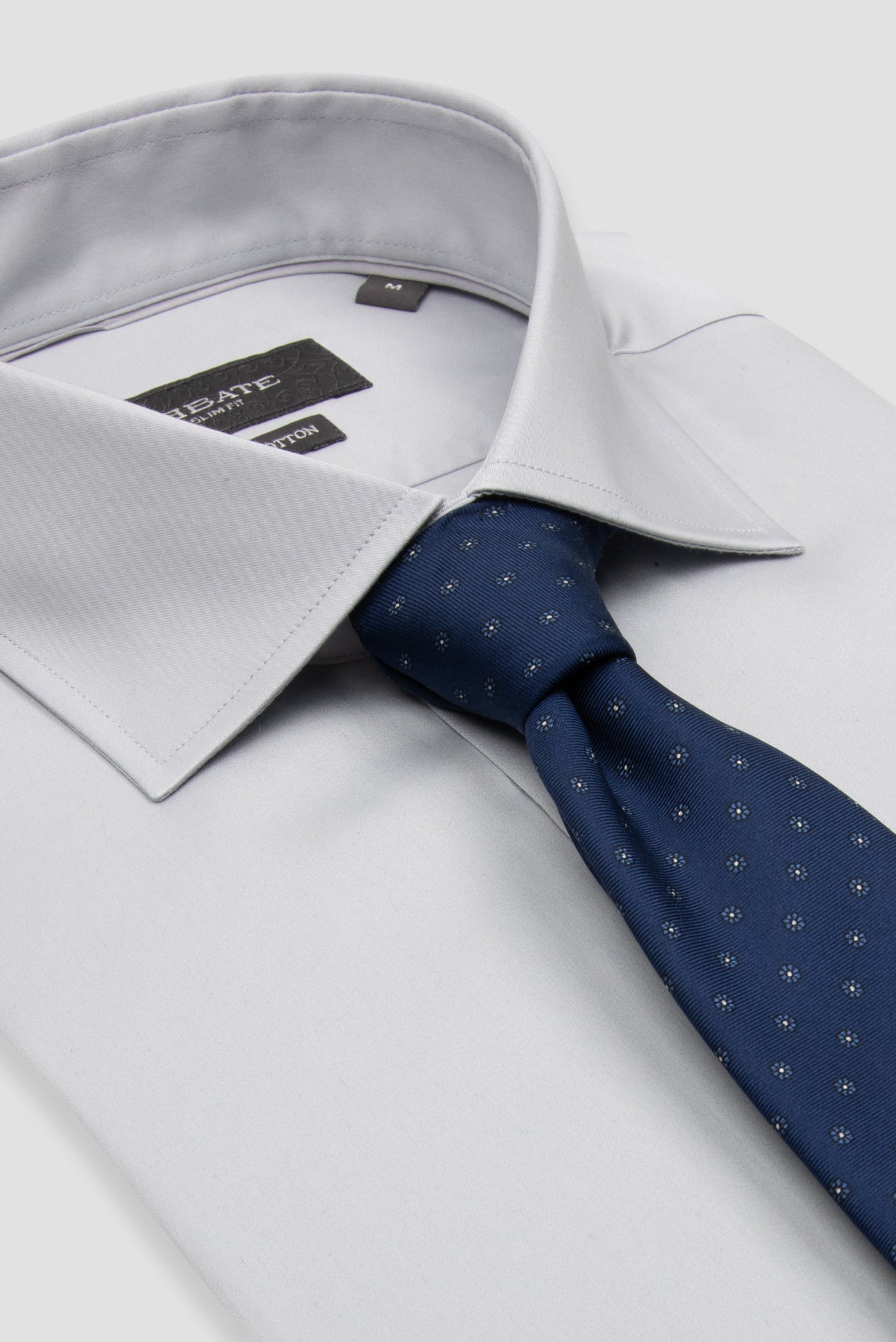 Abbate Donatello Saten Pamuklu Slim Fit Açık Gri Klasik Yaka Erkek Düz Gömlek