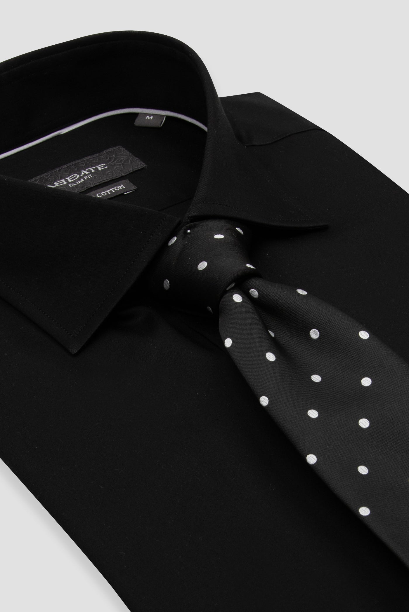 Abbate Donatello Saten Pamuklu Slim Fit Siyah Klasik Yaka Erkek Düz Gömlek