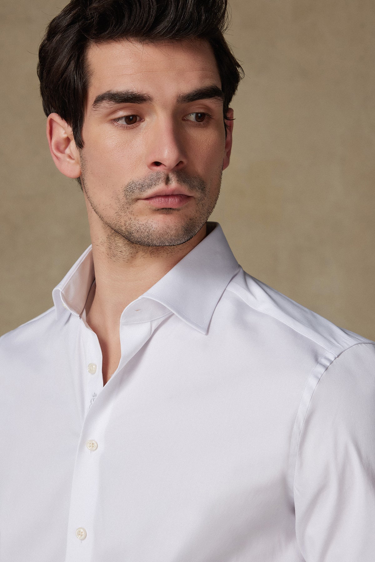 Abbate Donatello Non Iron Twill Pamuklu Slim Fit Beyaz Klasik Yaka Erkek Düz Gömlek