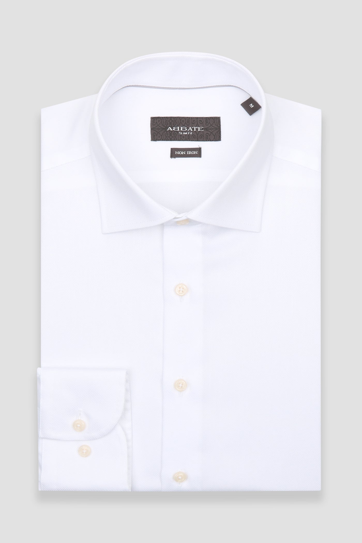 Abbate Donatello Non Iron Twill Pamuklu Slim Fit Beyaz Klasik Yaka Erkek Düz Gömlek