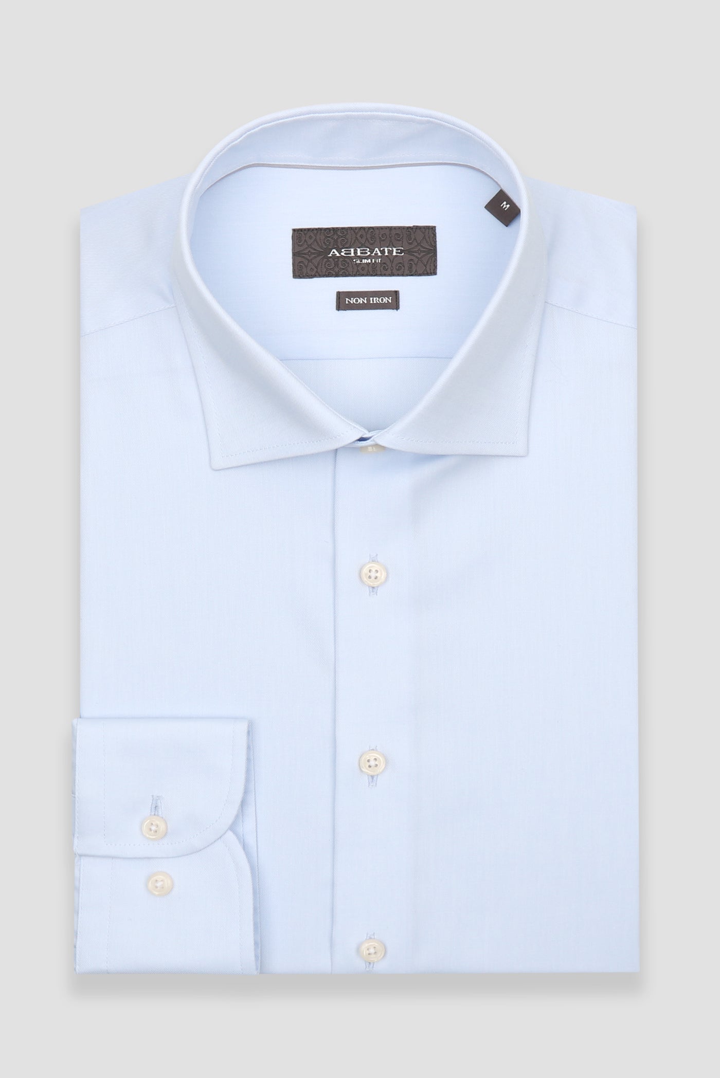 Abbate Donatello Non Iron Twill Pamuklu Slim Fit Açık Mavi Klasik Yaka Erkek Düz Gömlek