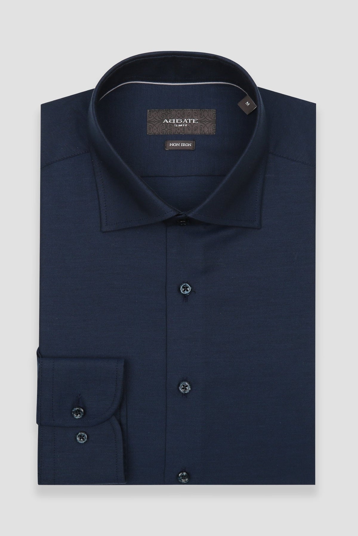Abbate Donatello Non Iron Twill Pamuklu Slim Fit Lacivert Klasik Yaka Erkek Düz Gömlek