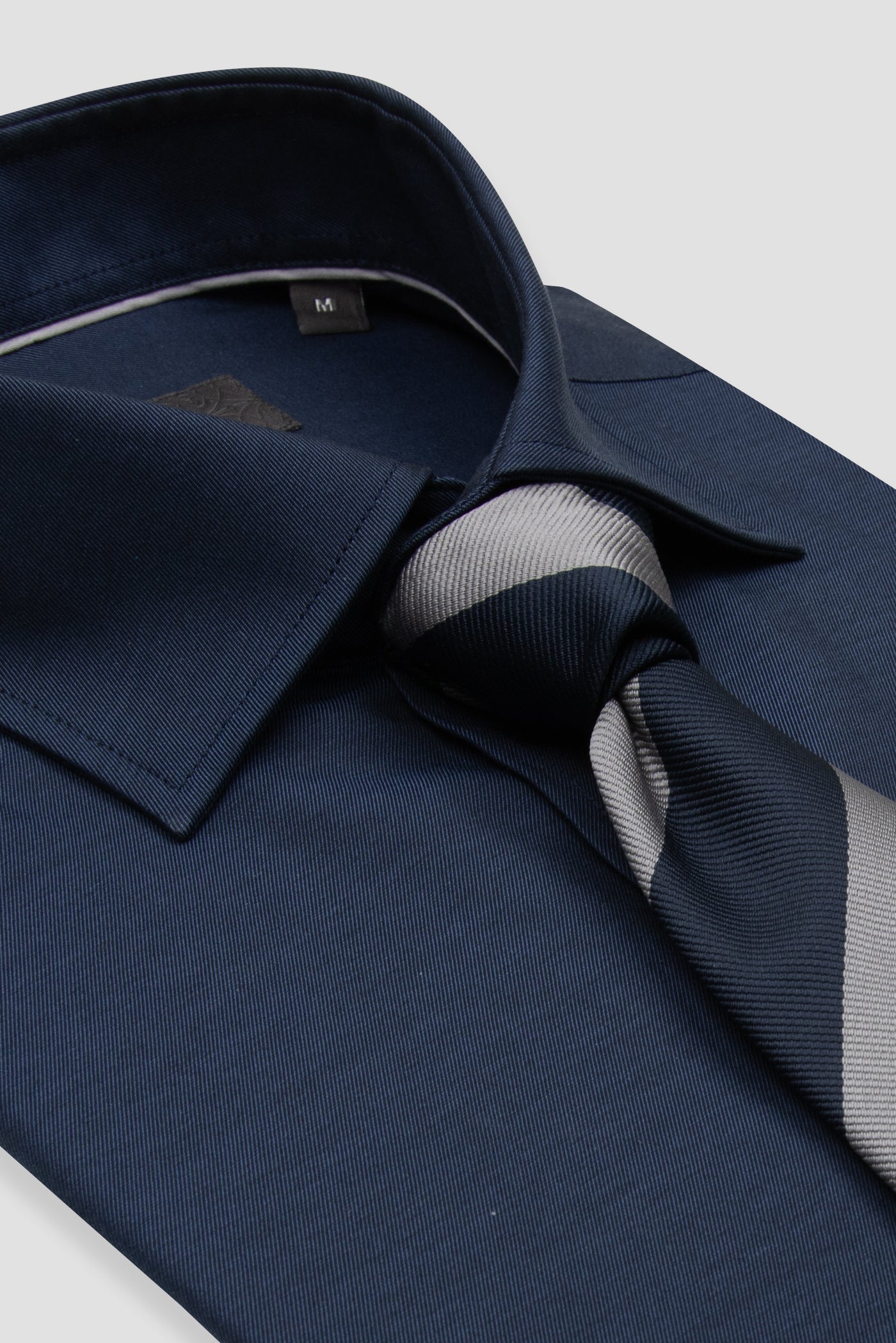 Abbate Donatello Non Iron Twill Pamuklu Slim Fit Lacivert Klasik Yaka Erkek Düz Gömlek