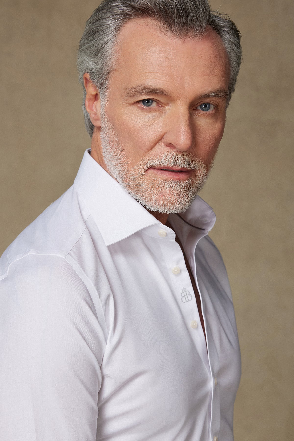 Abbate Donatello Twill Pamuklu Slim Fit Beyaz Klasik Yaka Erkek Düz Gömlek