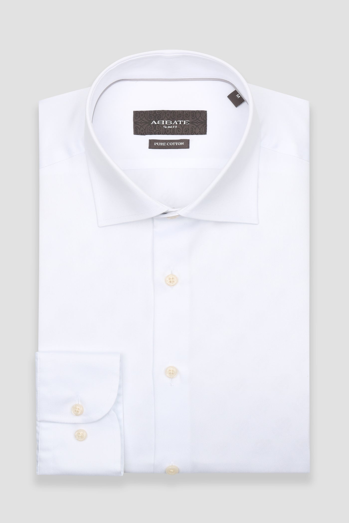 Abbate Donatello Twill Pamuklu Slim Fit Beyaz Klasik Yaka Erkek Düz Gömlek