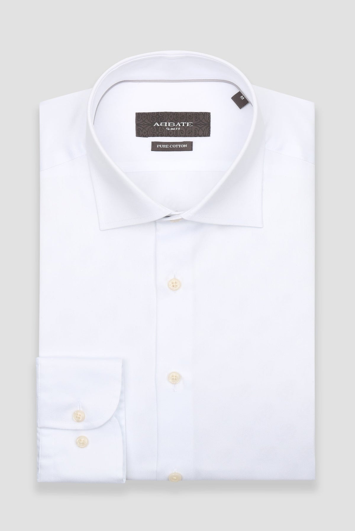 Abbate Donatello Twill Pamuklu Slim Fit Beyaz Klasik Yaka Erkek Düz Gömlek
