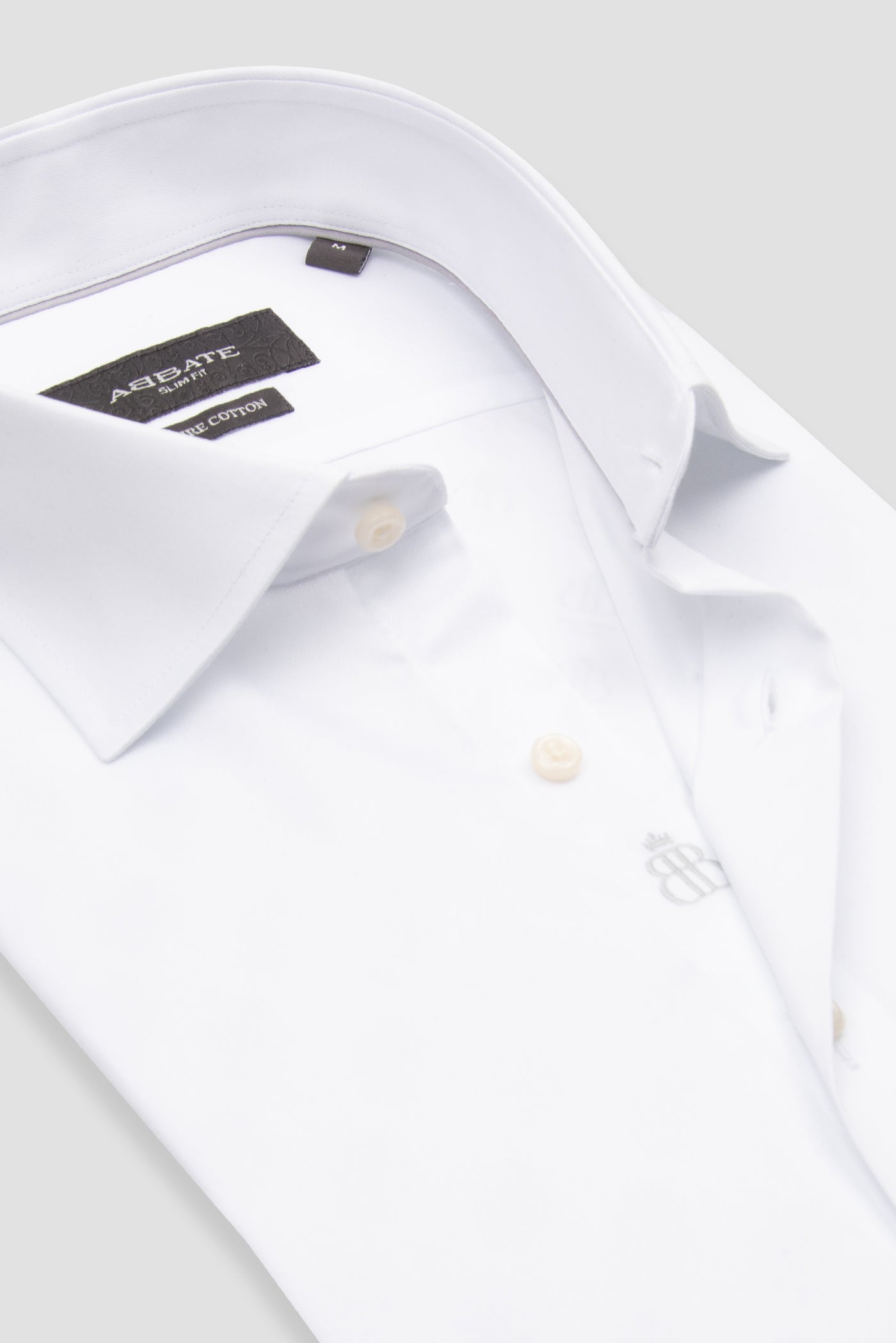 Abbate Donatello Twill Pamuklu Slim Fit Beyaz Klasik Yaka Erkek Düz Gömlek