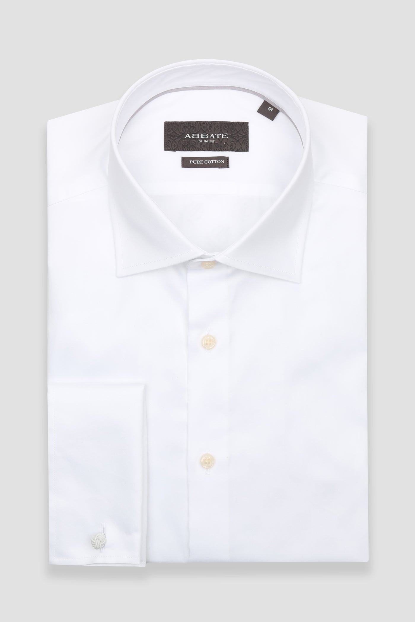 Abbate Francesco Saten Pamuklu Slim Fit Beyaz Klasik Yaka Erkek Düz Gömlek