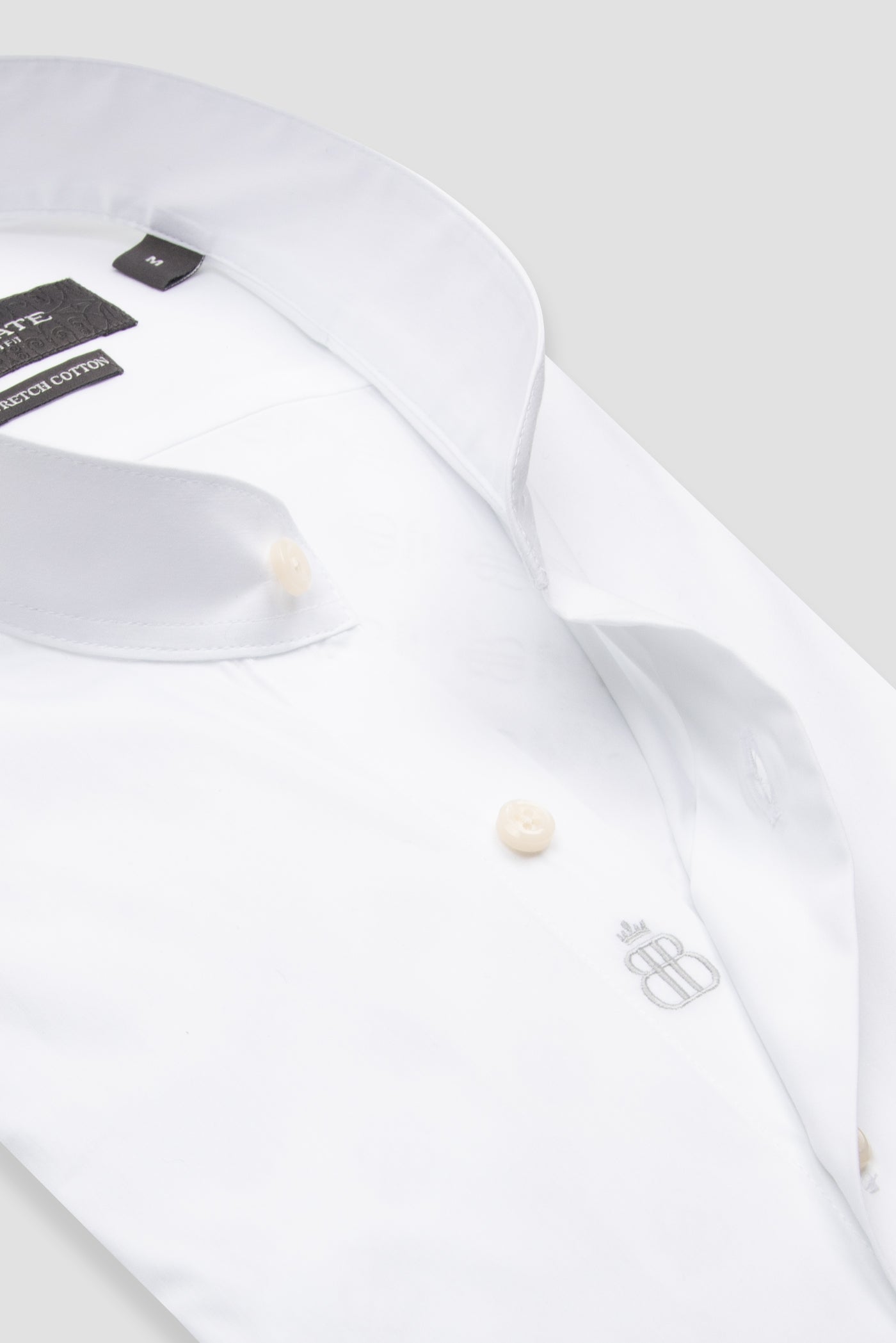 Abbate Mao Poplin Stretch Pamuk Karışımlı Slim Fit Beyaz Hakim Yaka Erkek Düz Gömlek