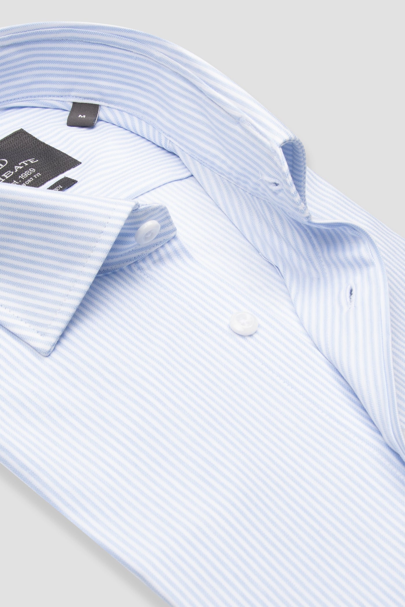 Abbate Floransa Örme Kumaş Pamuk Karışımlı Comfort Fit Açık Mavi Klasik Yaka Erkek Düz Gömlek