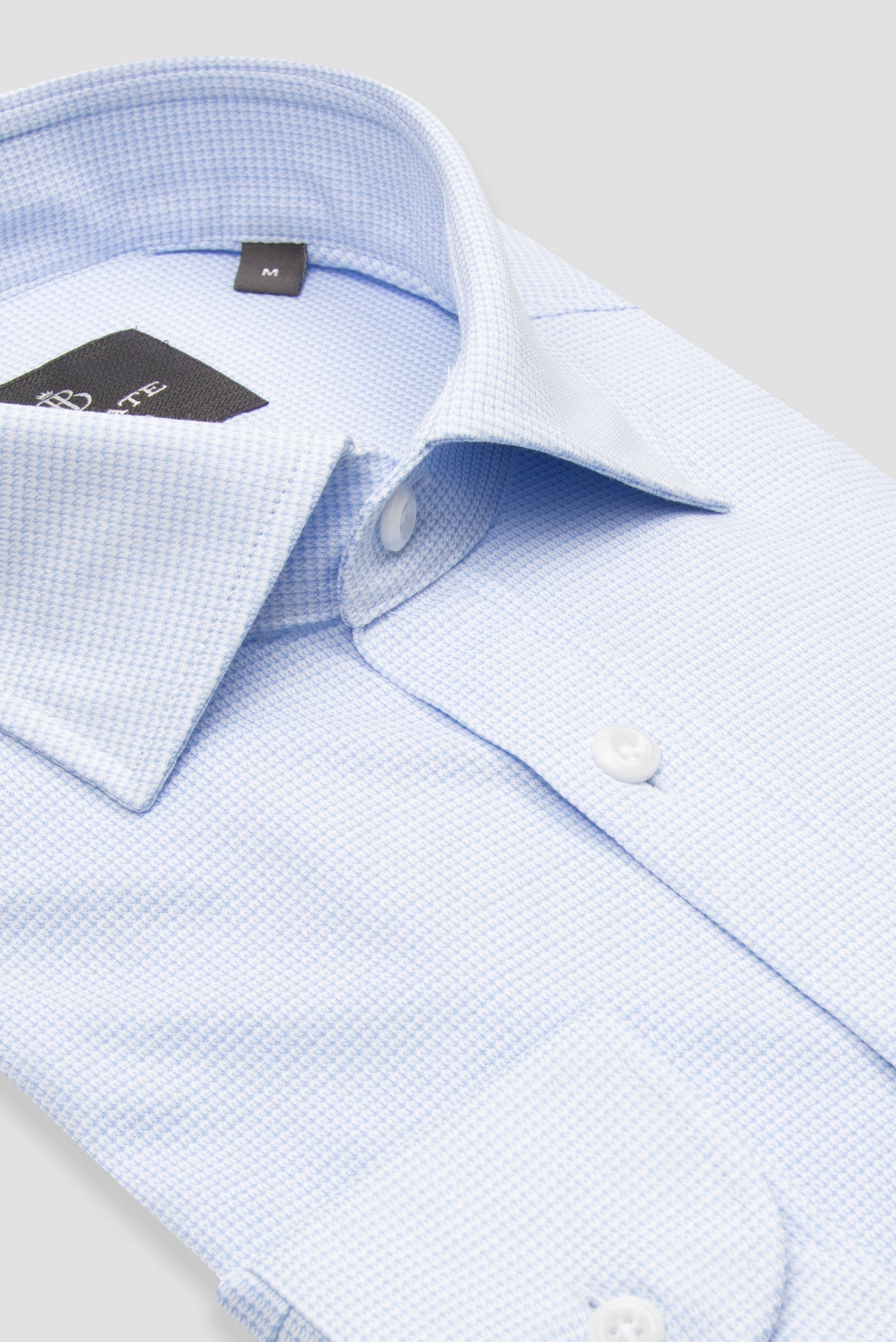 Abbate Floransa Örme Kumaş Pamuk Karışımlı Comfort Fit Açık Mavi Klasik Yaka Erkek Desenli Gömlek