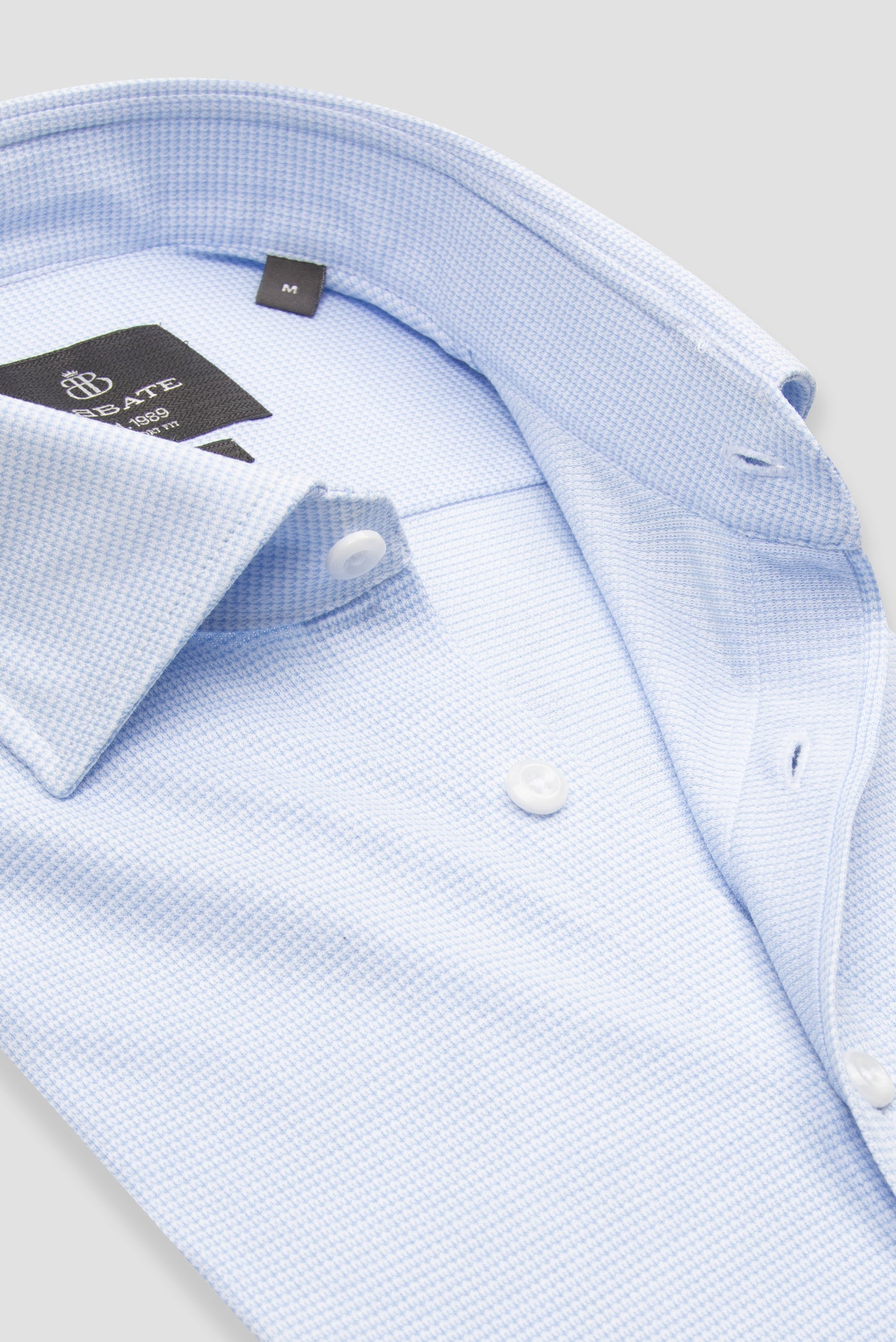 Abbate Floransa Örme Kumaş Pamuk Karışımlı Comfort Fit Açık Mavi Klasik Yaka Erkek Desenli Gömlek