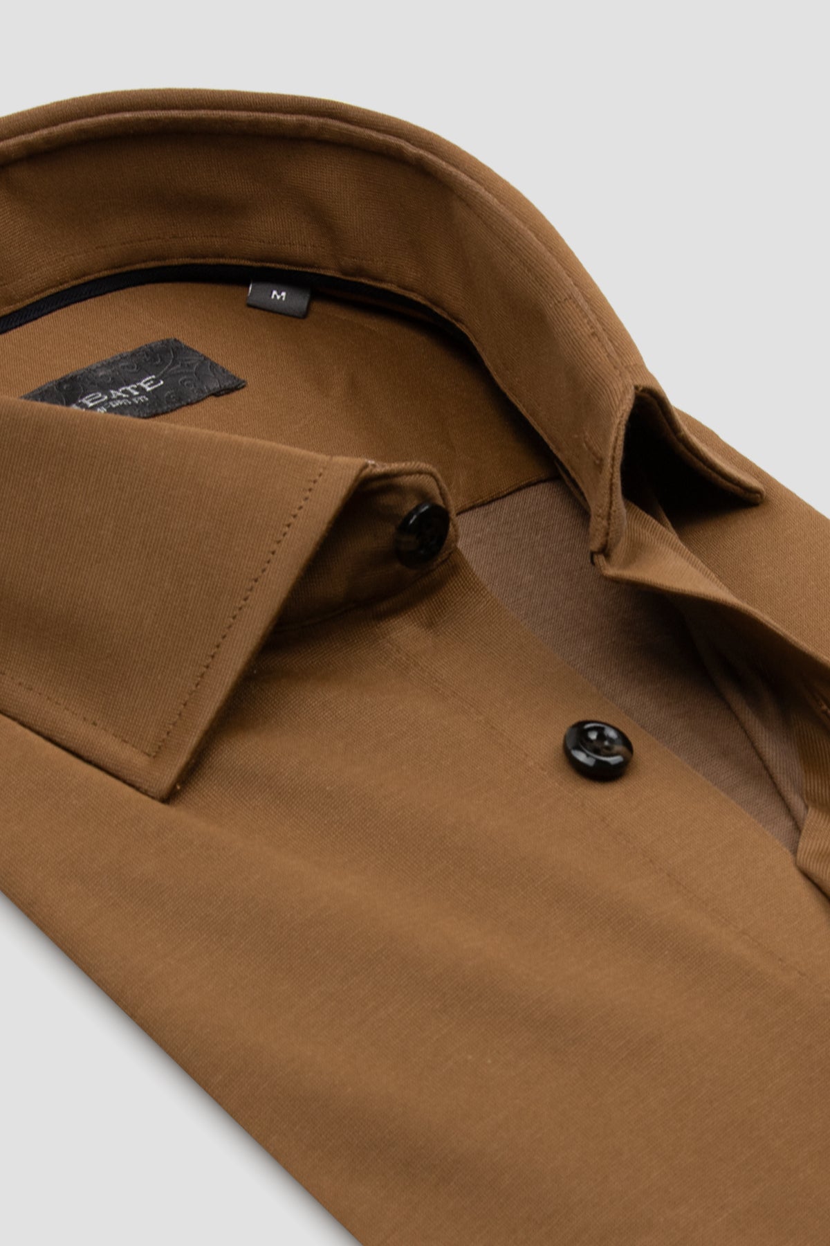 Abbate Floransa Dokuma Rayon Karışımlı Comfort Fit Açık Kahverengi Klasik Yaka Erkek Düz Gömlek