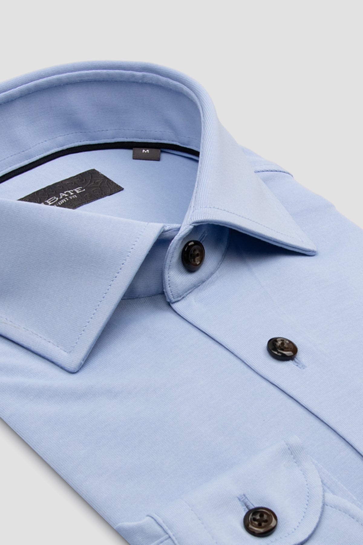 Abbate Floransa Örme Rayon Karışımlı Comfort Fit Açık Mavi Klasik Yaka Erkek Düz Gömlek