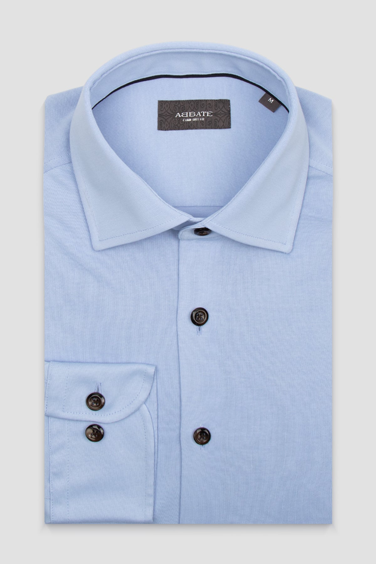 Abbate Floransa Dokuma Rayon Karışımlı Comfort Fit Açık Mavi Klasik Yaka Erkek Düz Gömlek