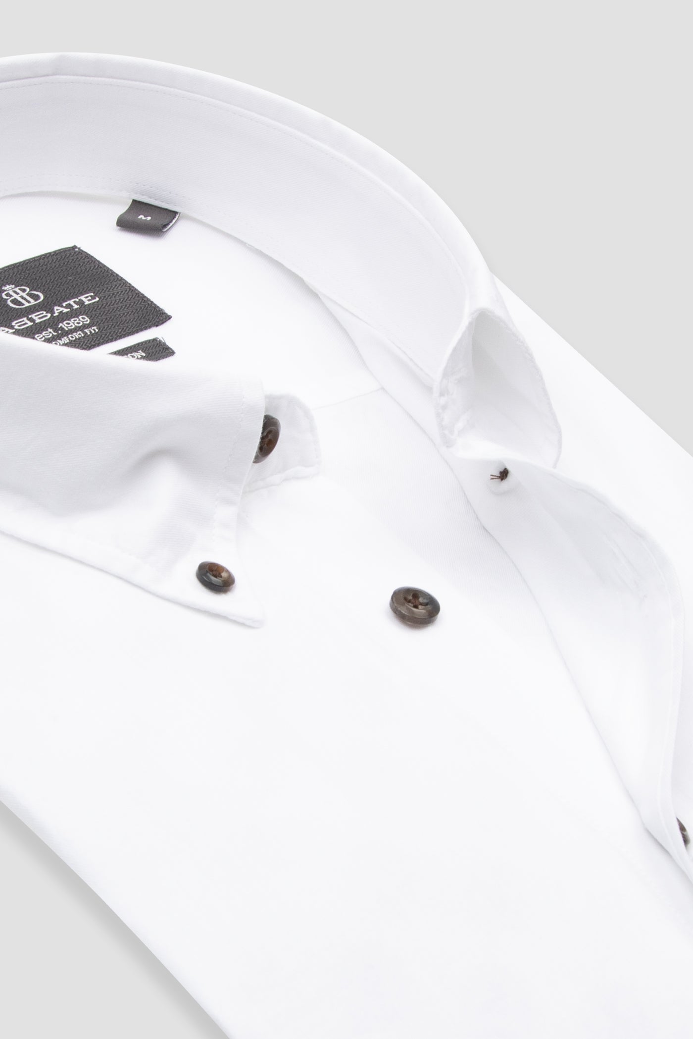Abbate Mario Poplin Pamuklu Comfort Fit Beyaz Düğmeli Yaka Erkek Düz Gömlek