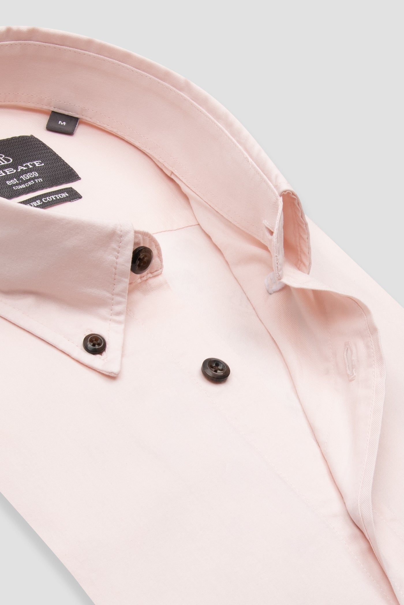 Abbate Mario Poplin Pamuklu Comfort Fit Pembe Düğmeli Yaka Erkek Düz Gömlek