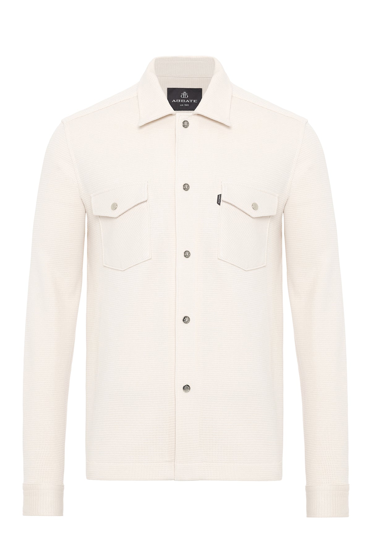 Abbate Urbano Armür Overshirt Pamuklu Overshirt Fit Ekru Klasik Yaka Erkek Düz Gömlek