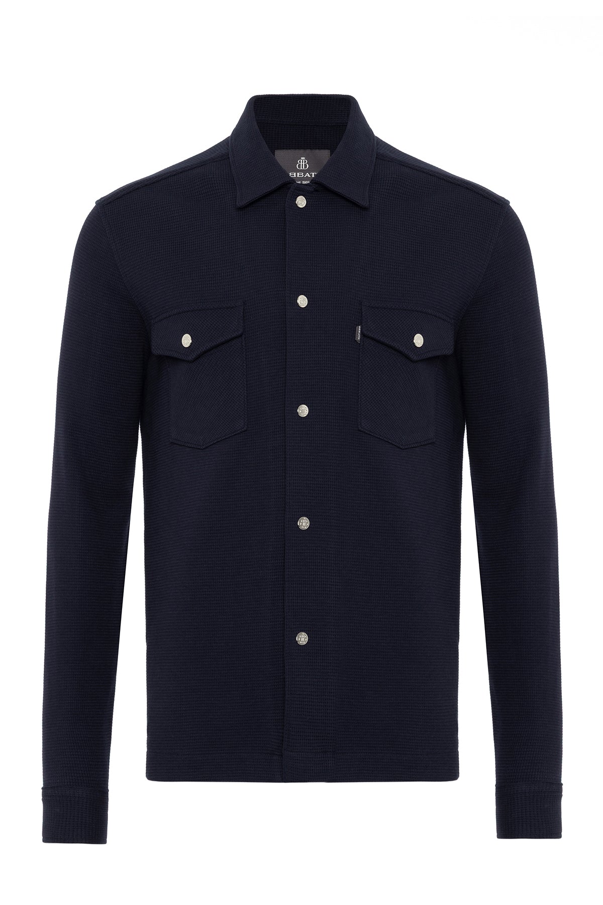 Abbate Urbano Armür Overshirt Pamuklu Overshirt Fit Lacivert Klasik Yaka Erkek Düz Gömlek