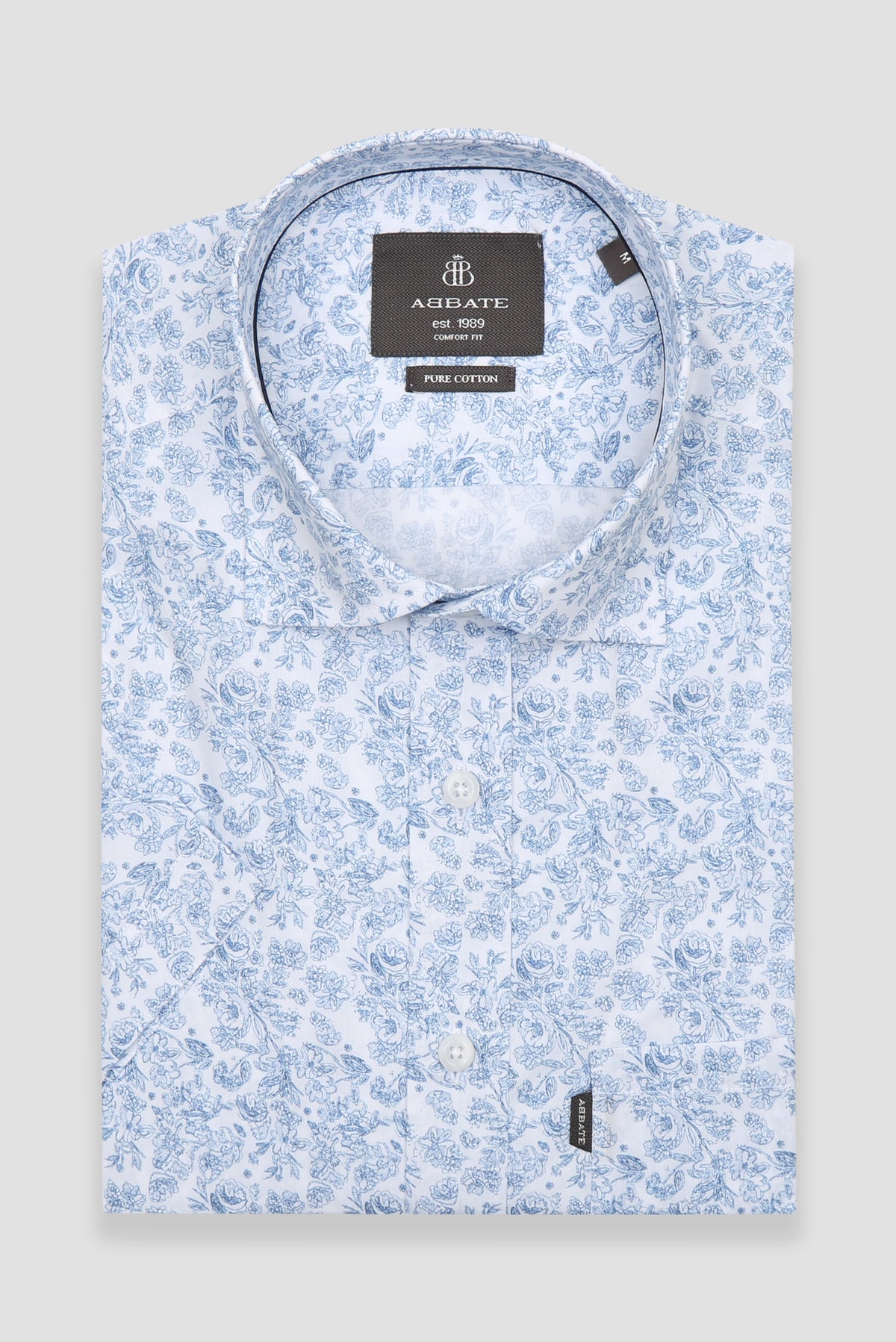 Abbate Vento Poplin Pamuklu Comfort Fit Beyaz Klasik Yaka Erkek Baskılı Gömlek