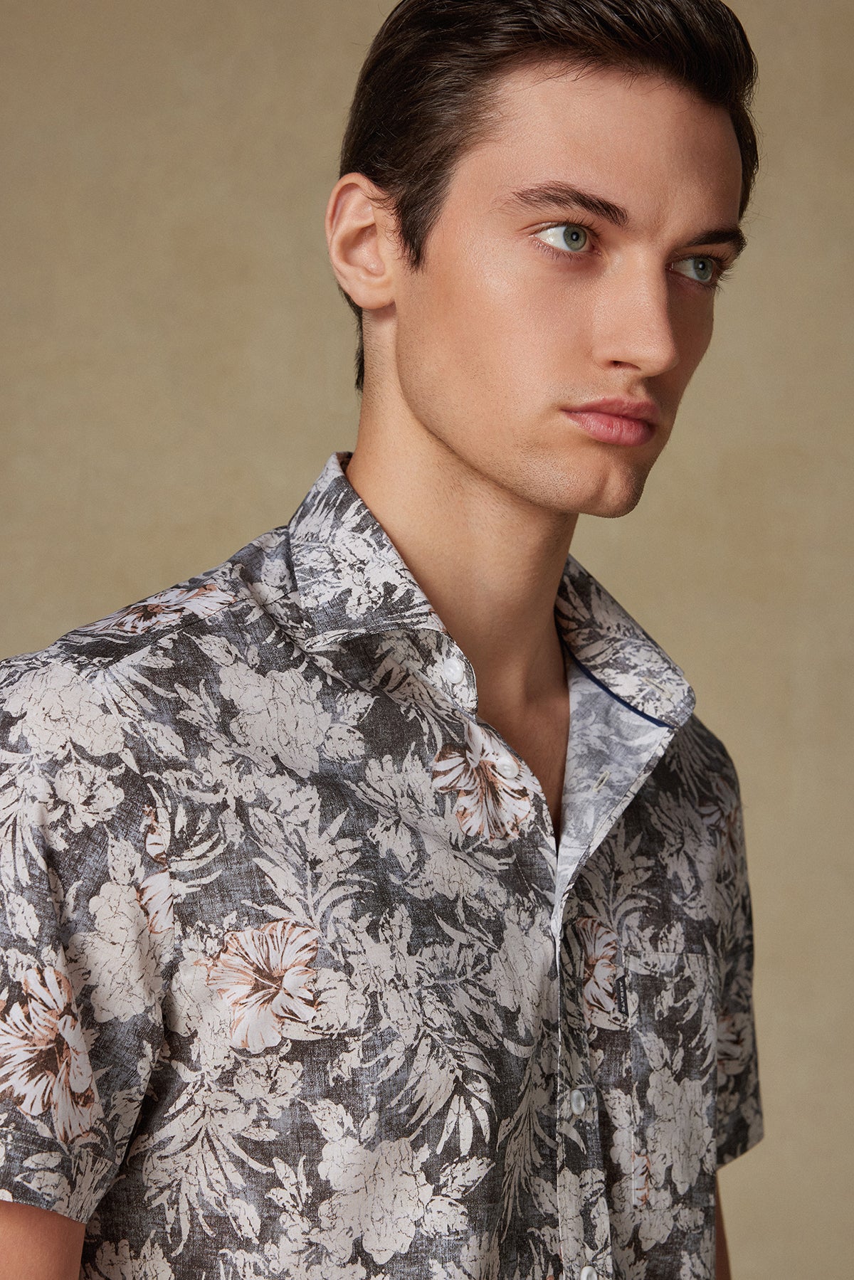 Abbate Vento Poplin Pamuklu Comfort Fit Siyah Klasik Yaka Erkek Baskılı Gömlek