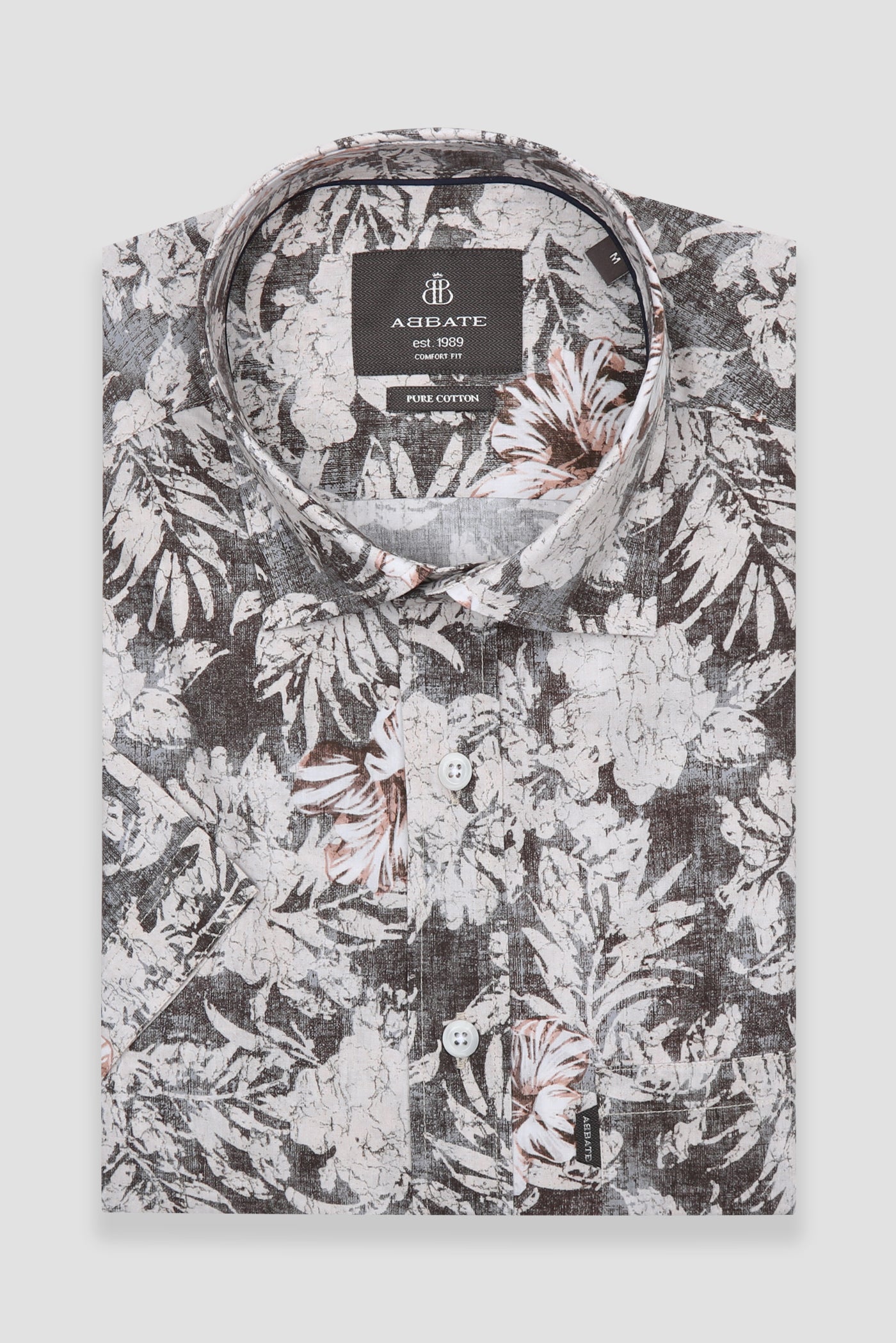 Abbate Vento Poplin Pamuklu Comfort Fit Siyah Klasik Yaka Erkek Baskılı Gömlek