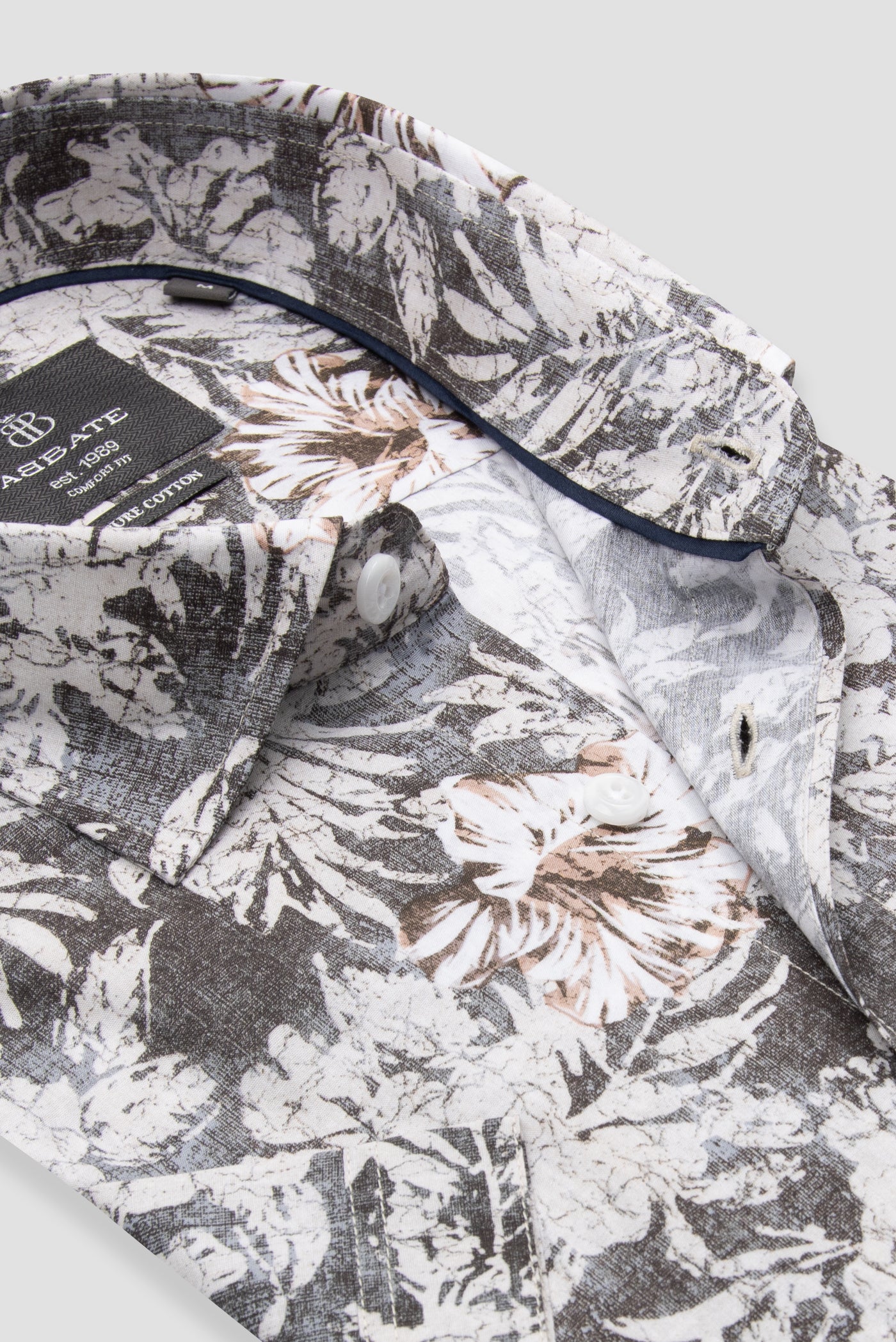 Abbate Vento Poplin Pamuklu Comfort Fit Siyah Klasik Yaka Erkek Baskılı Gömlek