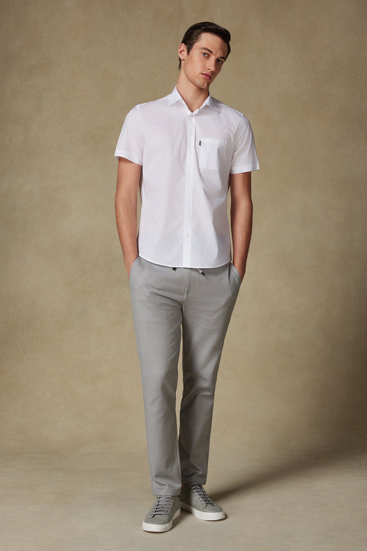 Abbate Vento Poplin Pamuklu Comfort Fit Beyaz Klasik Yaka Erkek Düz Gömlek