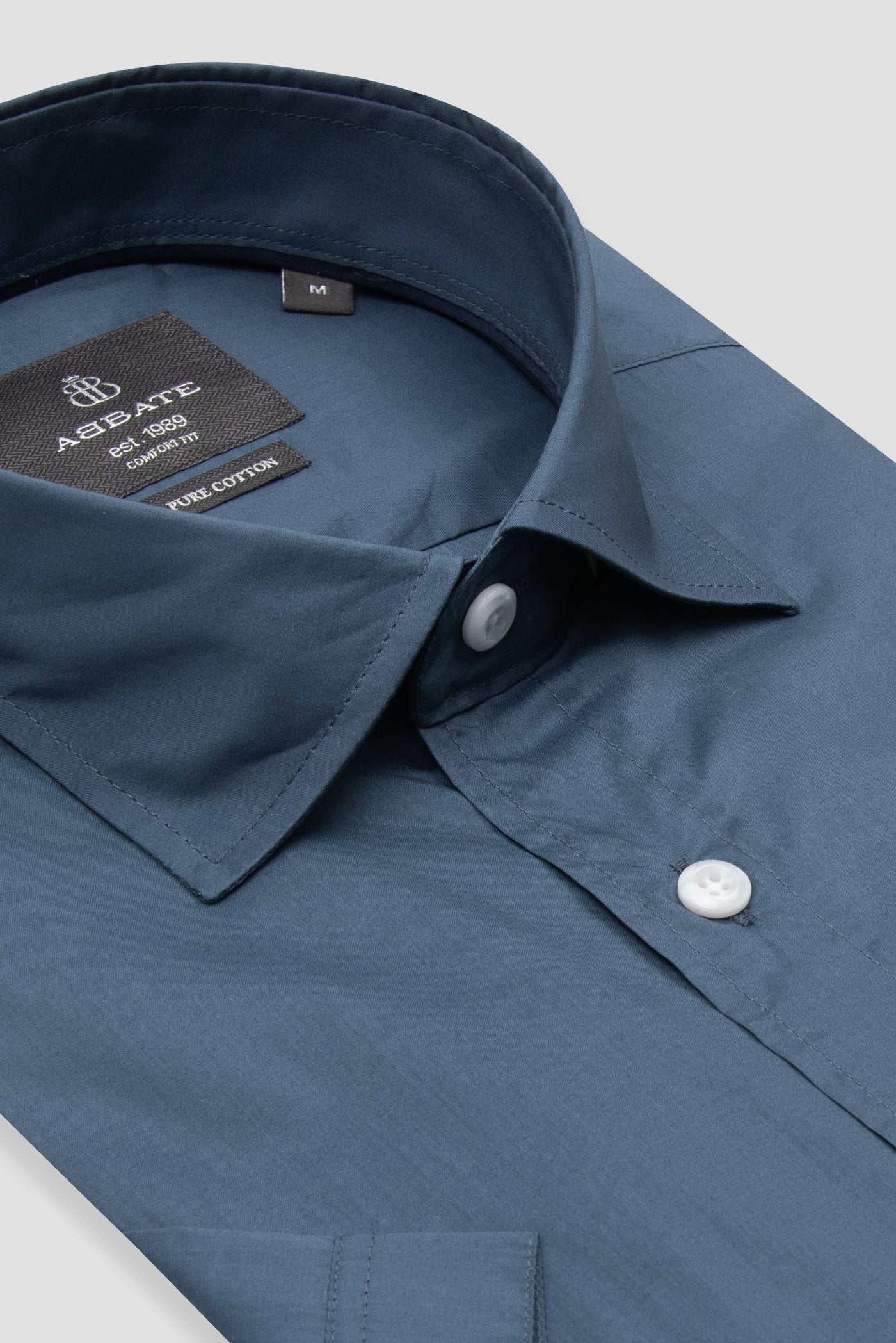 Abbate Vento Poplin Pamuklu Comfort Fit Lacivert Klasik Yaka Erkek Düz Gömlek