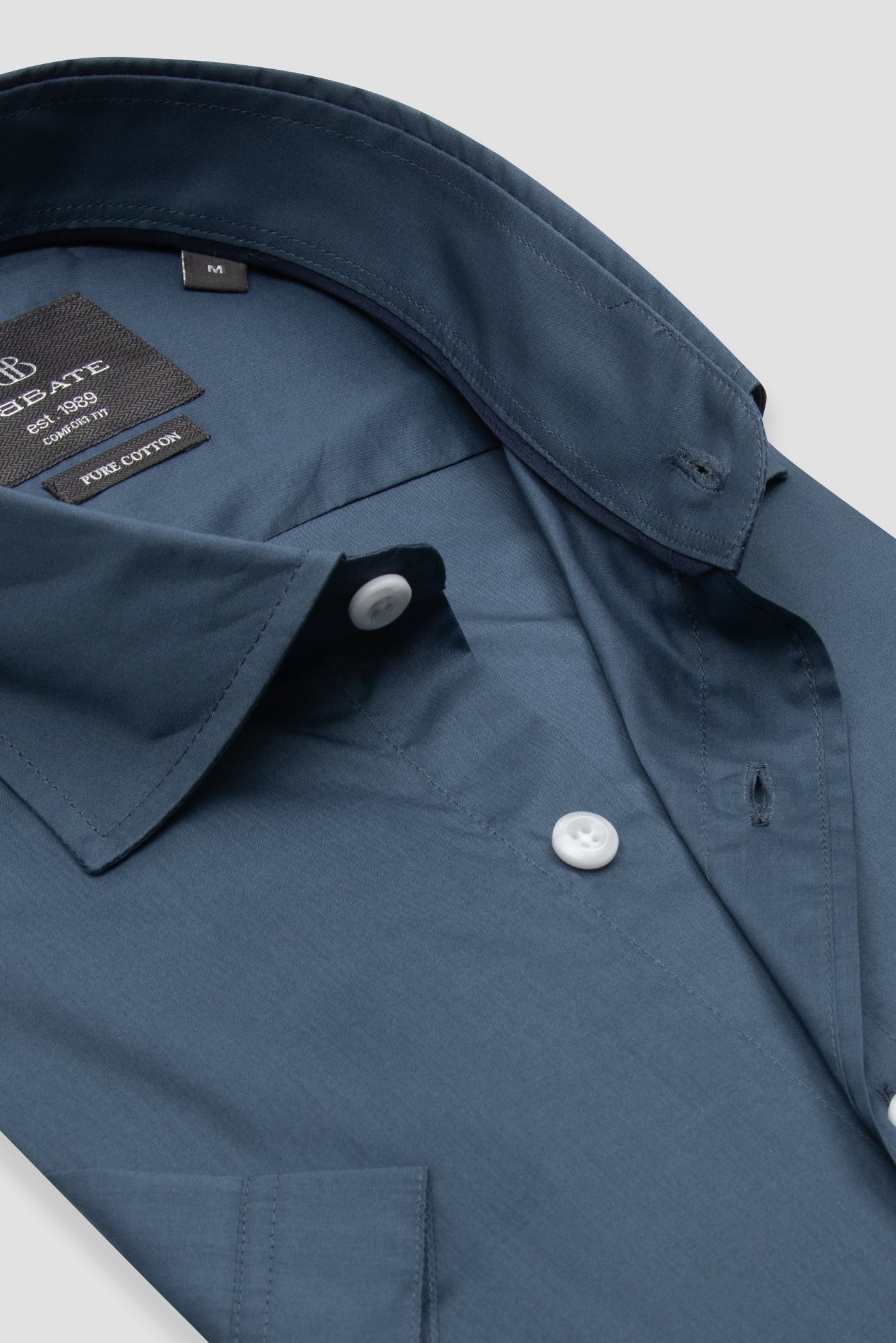 Abbate Vento Poplin Pamuklu Comfort Fit Lacivert Klasik Yaka Erkek Düz Gömlek